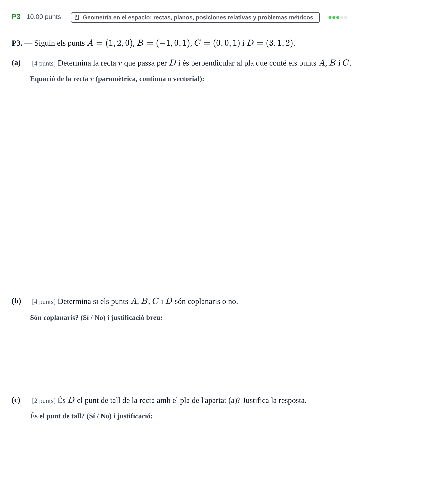 Enunciado: Ejercicio P3 · Matemáticas II PAU Baleares Extraordinaria 2023