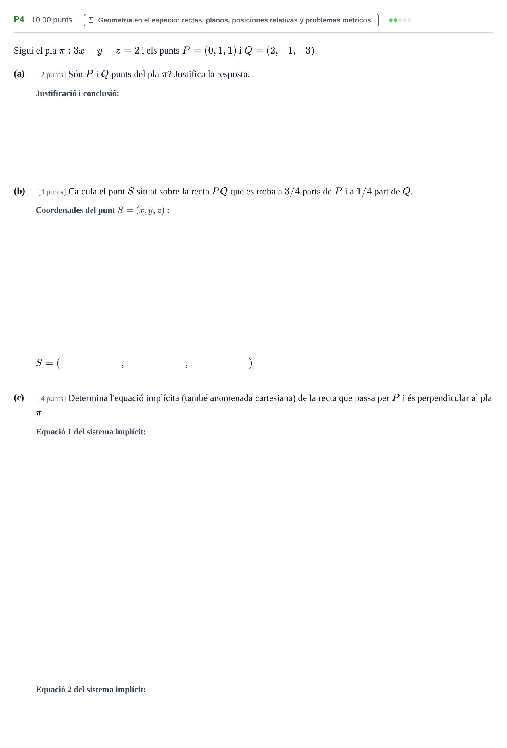 Enunciado: Ejercicio P4 · Matemáticas II PAU Baleares Extraordinaria 2023