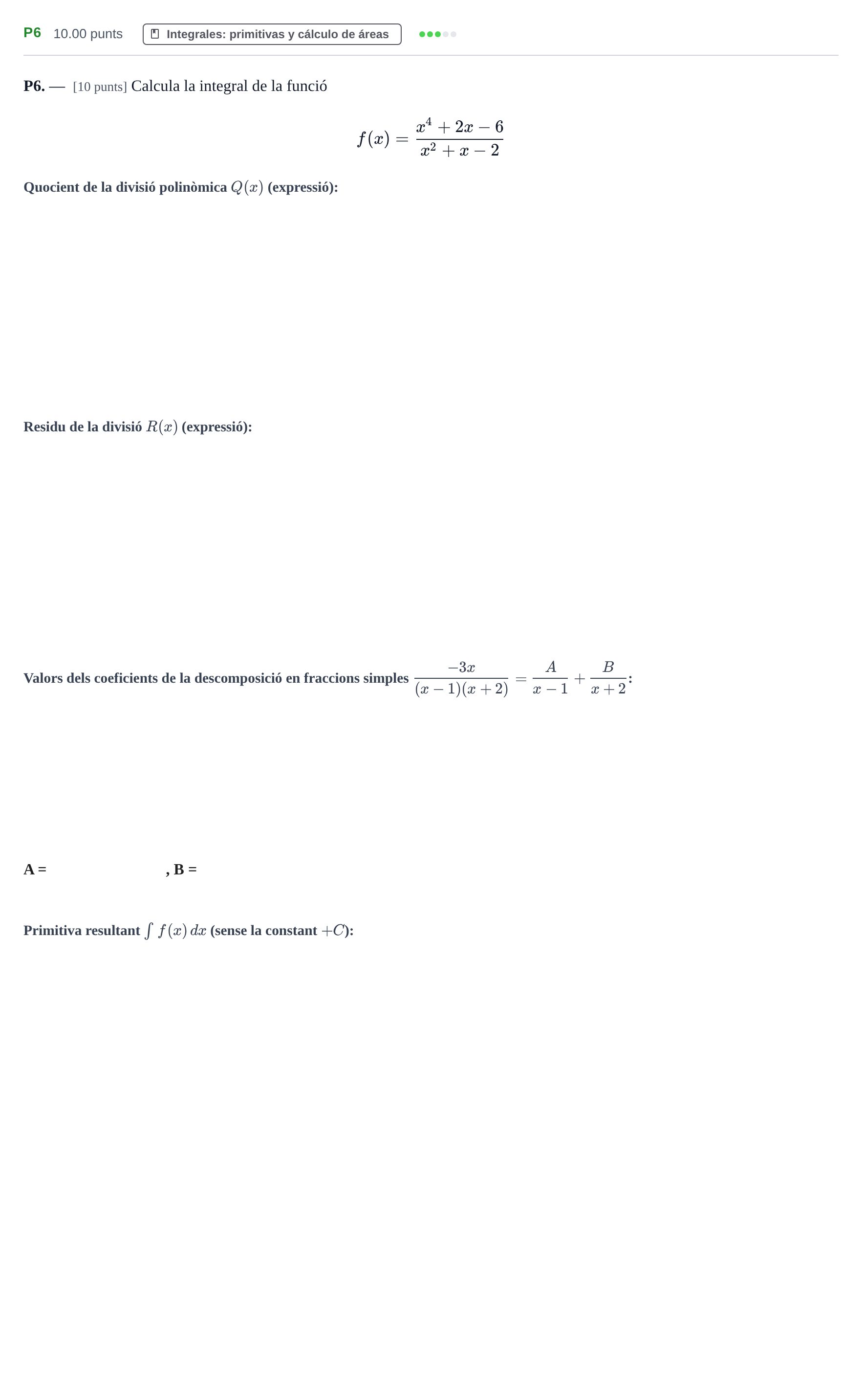 Enunciado: Ejercicio P6 · Matemáticas II PAU Baleares Extraordinaria 2023
