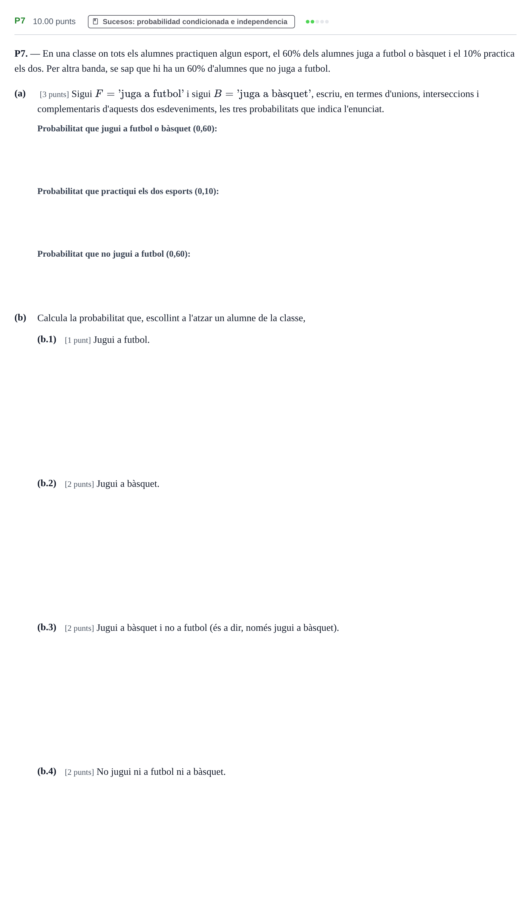 Enunciado: Ejercicio P7 · Matemáticas II PAU Baleares Extraordinaria 2023