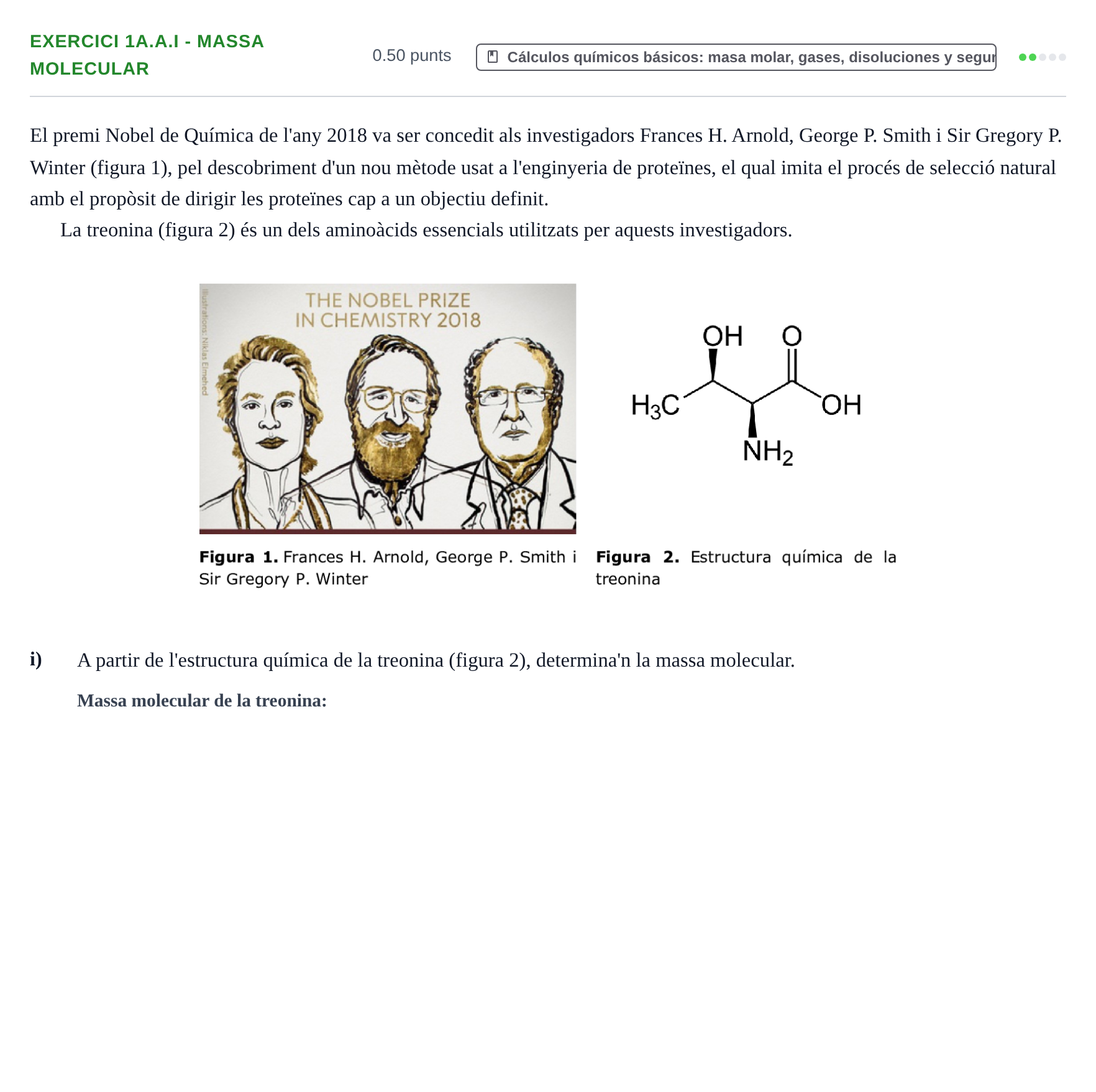 Enunciado: Ejercicio 1A.a.i - Massa molecular · Química PAU Baleares Extraordinaria 2023