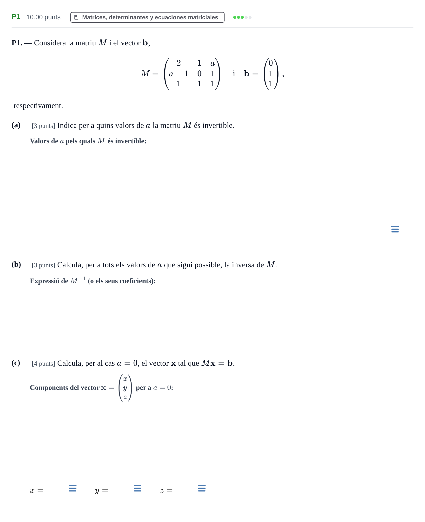 Enunciado: Ejercicio P1 · Matemáticas II PAU Baleares Ordinaria 2023