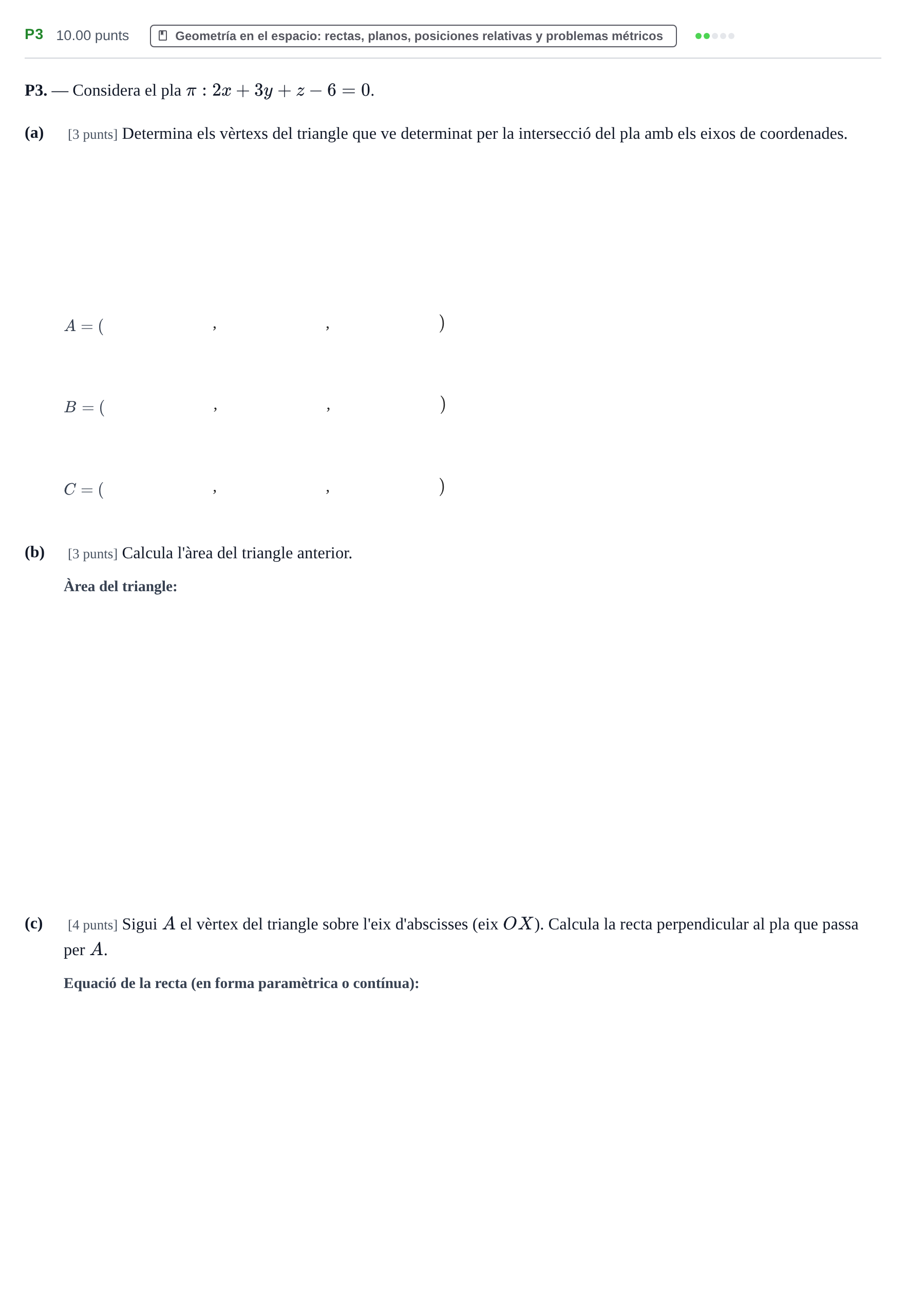 Enunciado: Ejercicio P3 · Matemáticas II PAU Baleares Ordinaria 2023