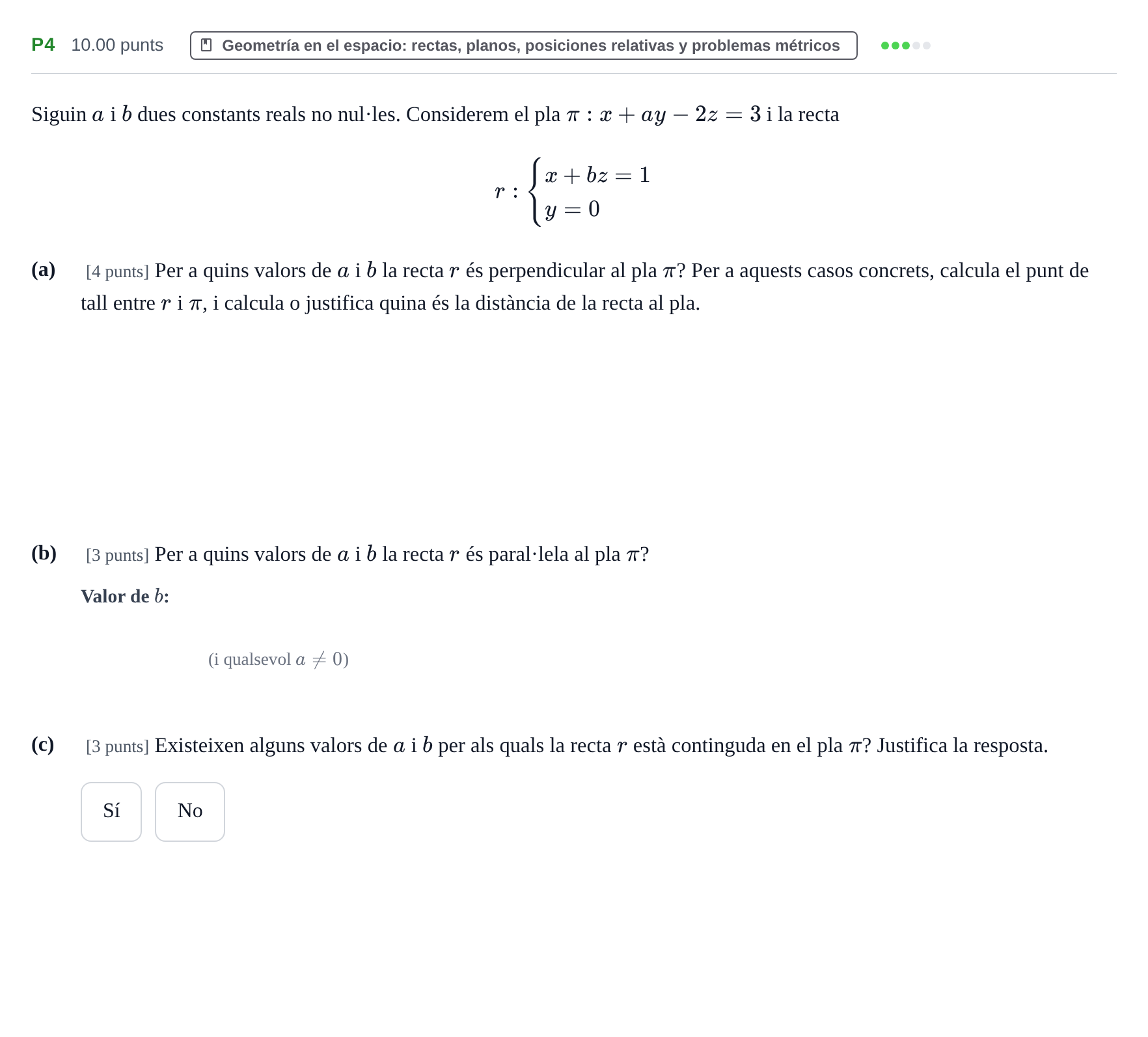 Enunciado: Ejercicio P4 · Matemáticas II PAU Baleares Ordinaria 2023