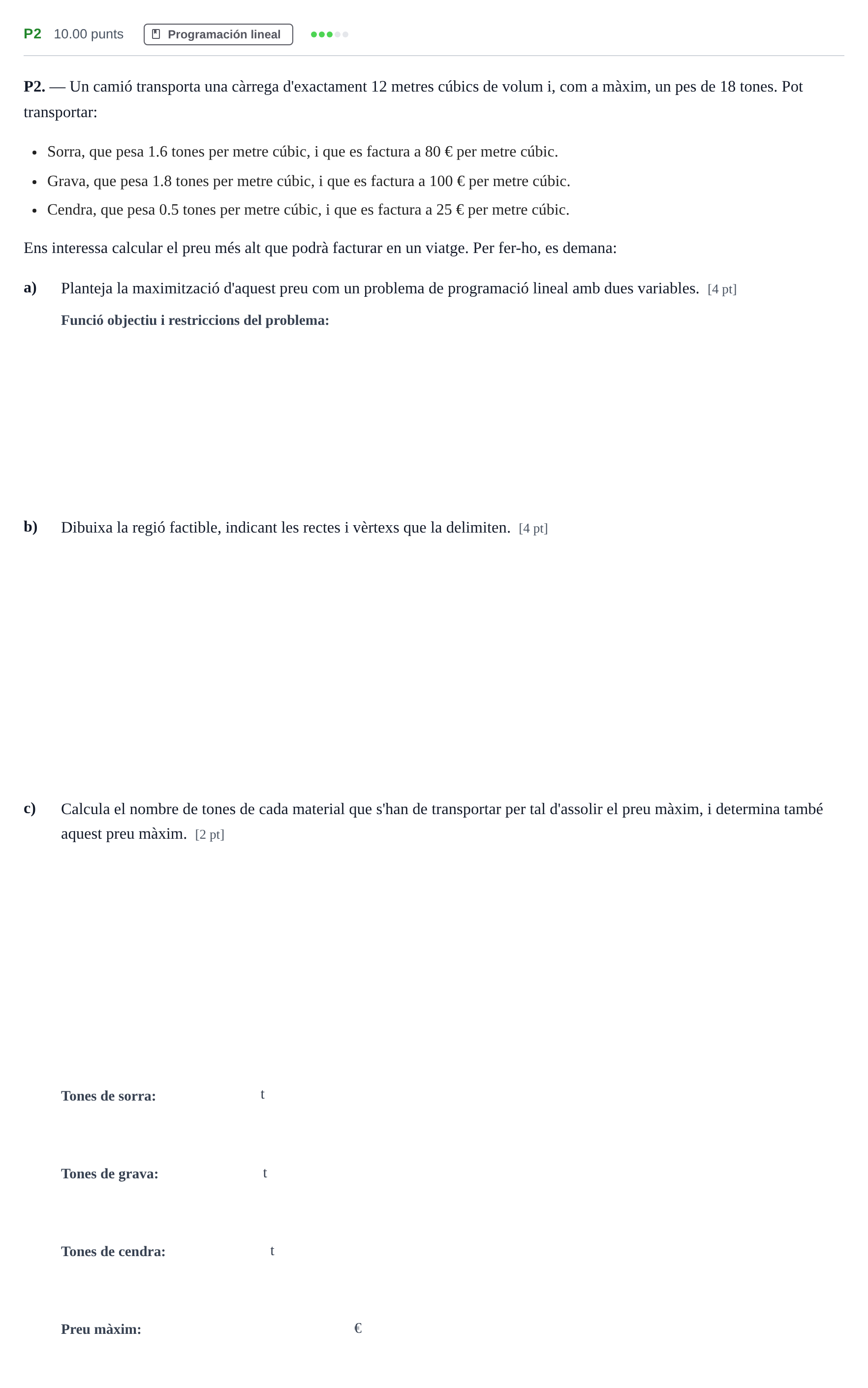 Enunciado: Ejercicio P2 · Matemáticas aplicadas a las Ciencias Sociales II PAU Baleares Ordinaria 2023