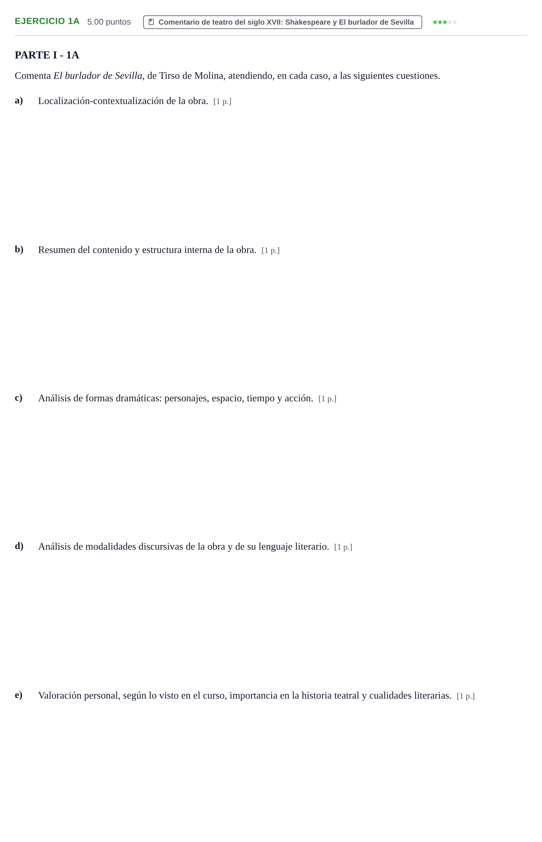 Enunciado: Ejercicio 1A · Literatura Dramática PAU La Rioja Ordinaria 2024