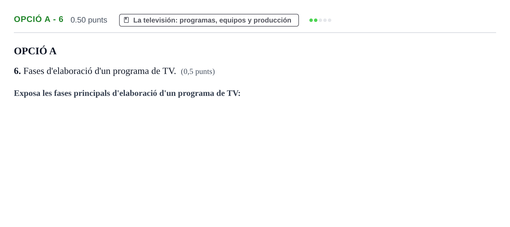 Enunciado: Ejercicio Opció A - 6 · Cultura Audiovisual II PAU Baleares Extraordinaria 2022