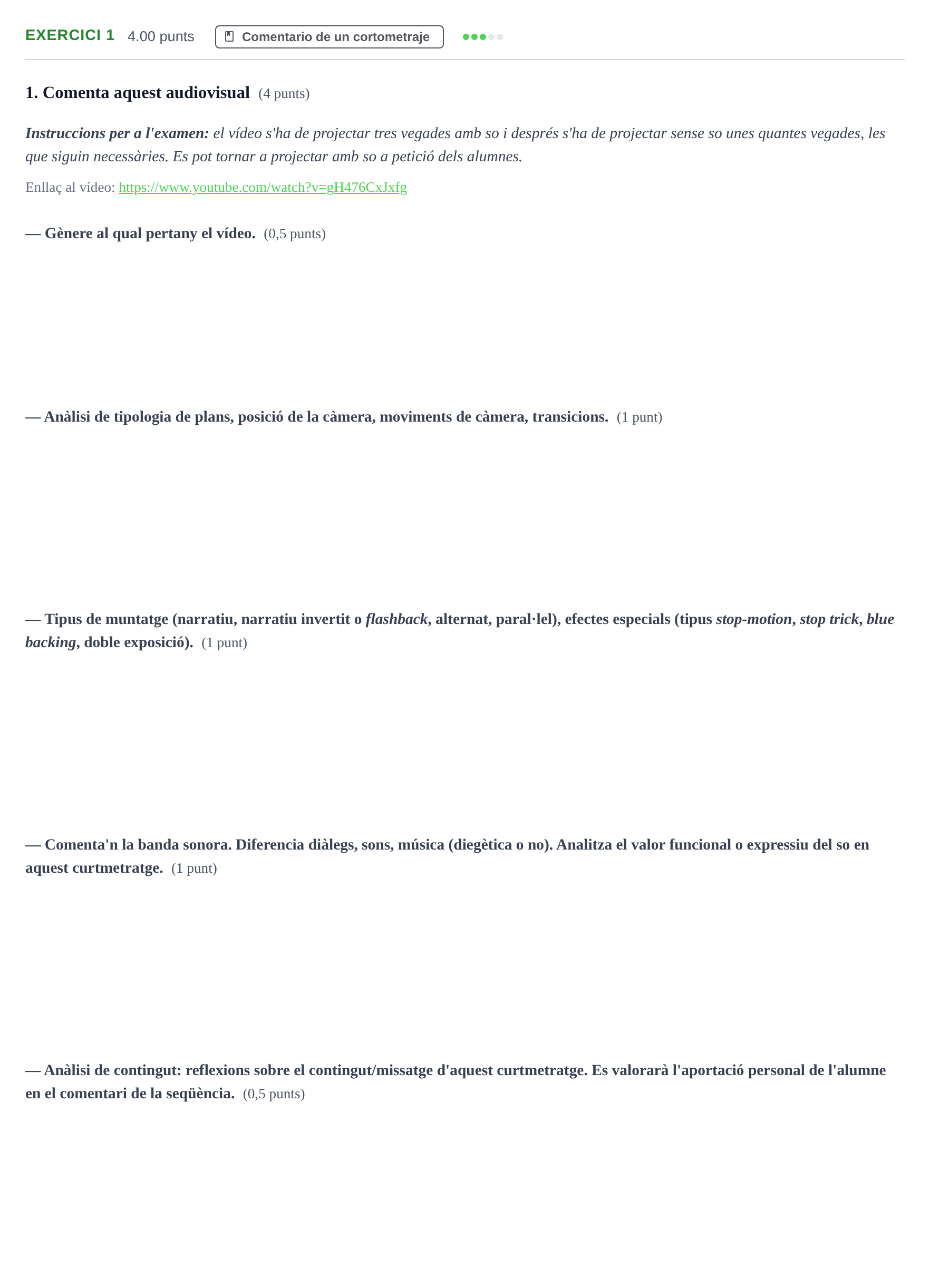 Enunciado: Problema 1 · Cultura Audiovisual II PAU Baleares Extraordinaria 2022