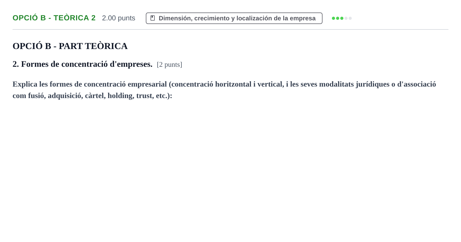 Enunciado: Ejercicio Opció B - Teòrica 2 · Empresa y Diseño de Modelos de Negocio PAU Baleares Extraordinaria 2022