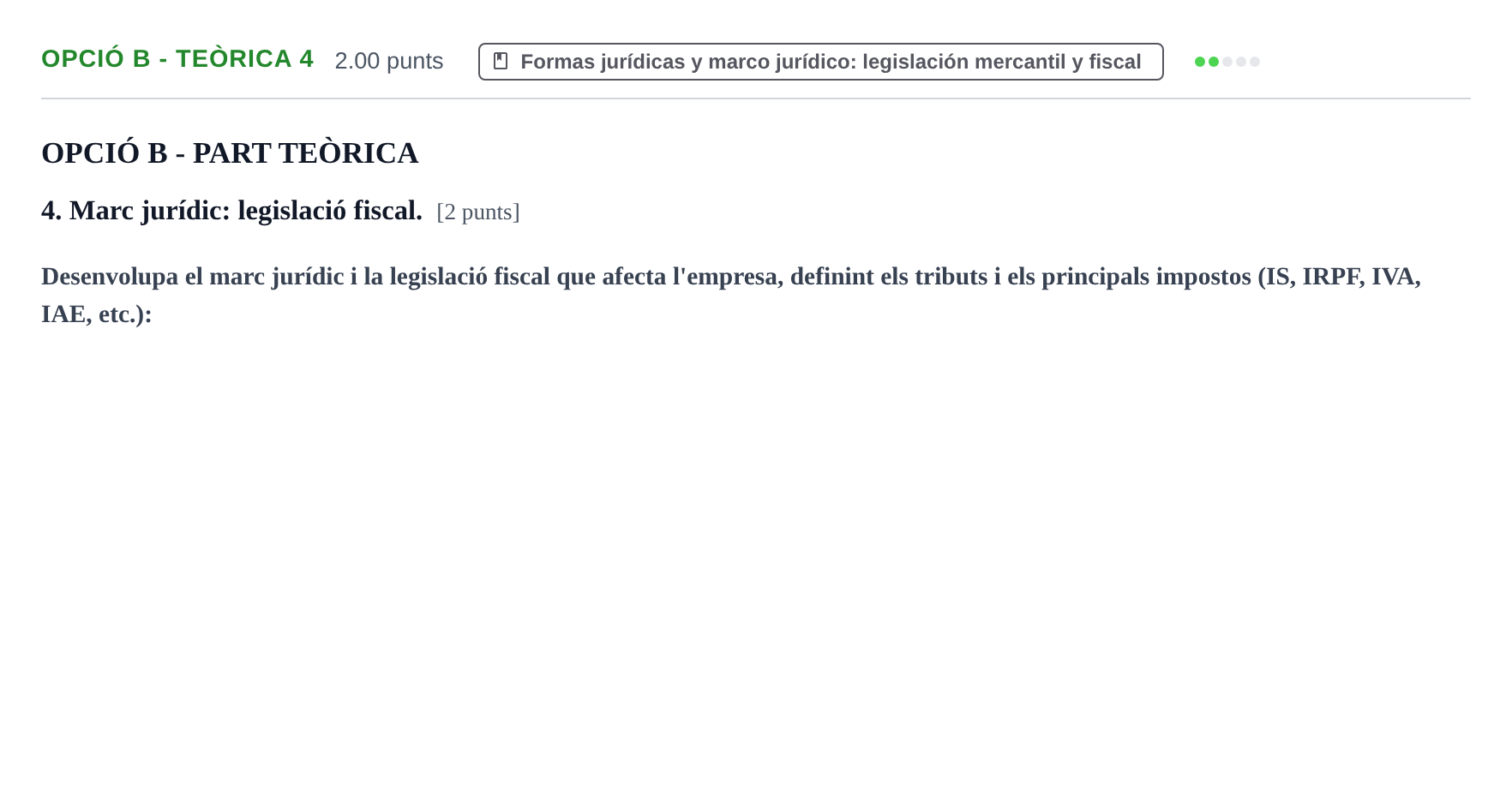Enunciado: Ejercicio Opció B - Teòrica 4 · Empresa y Diseño de Modelos de Negocio PAU Baleares Extraordinaria 2022