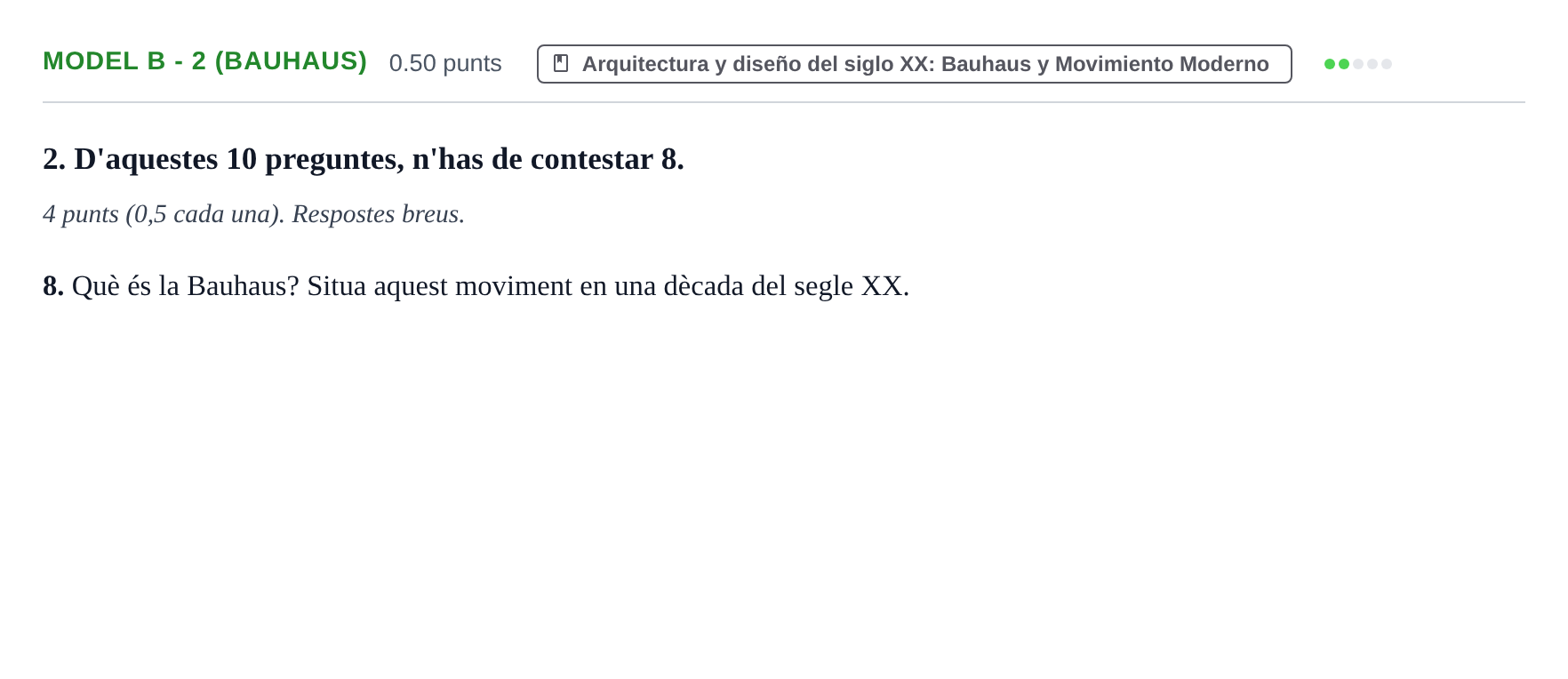 Enunciado: Ejercicio Model B - 2 (Bauhaus) · Fundamentos Artísticos PAU Baleares Extraordinaria 2022