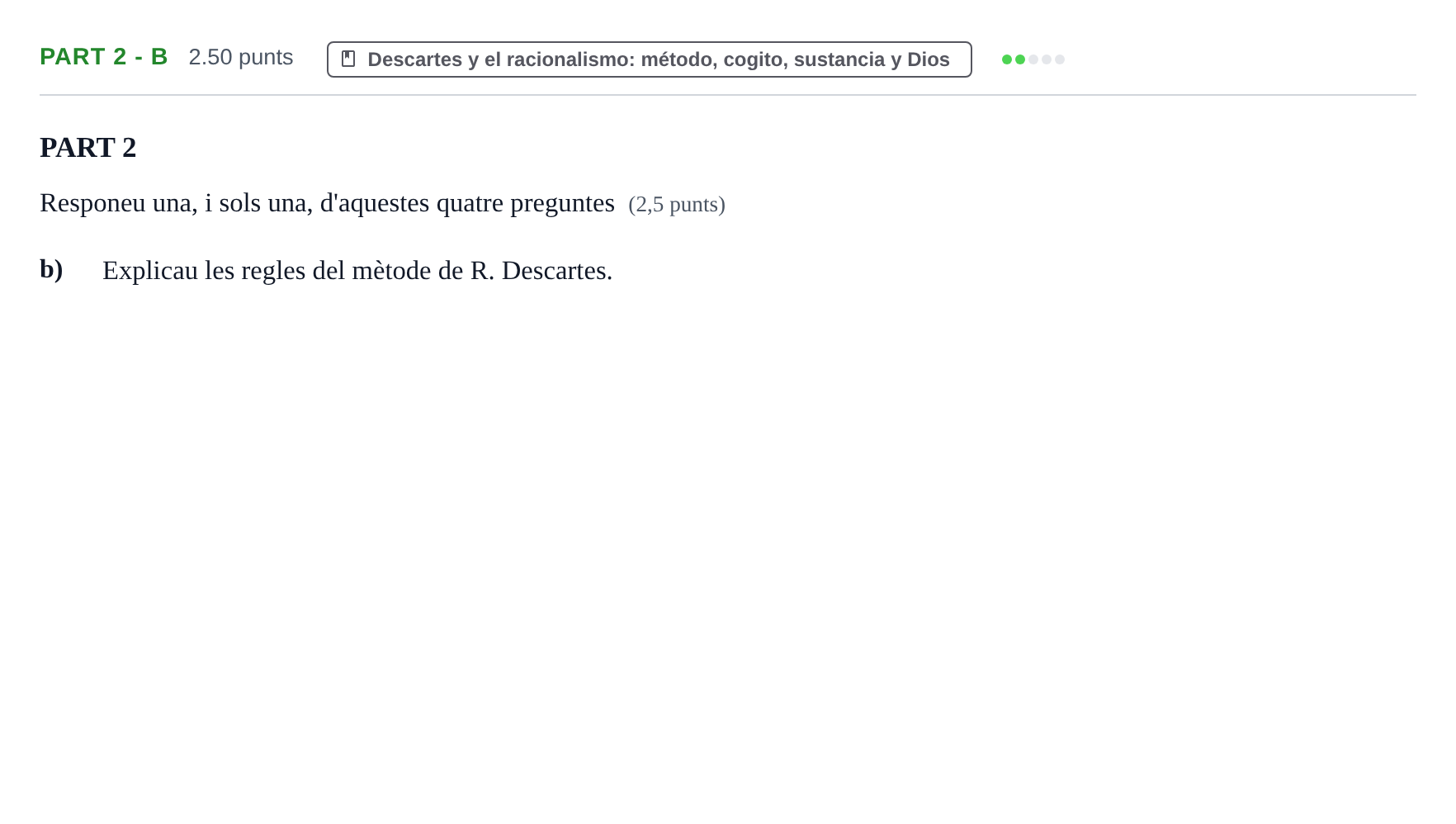 Enunciado: Part 2 - b · Historia de la Filosofía PAU Baleares Extraordinaria 2022