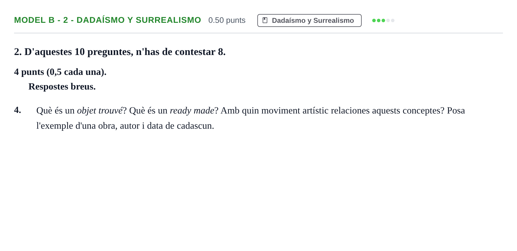 Enunciado: Ejercicio Model B - 2 - Dadaísmo y Surrealismo · Fundamentos Artísticos PAU Baleares Ordinaria 2022