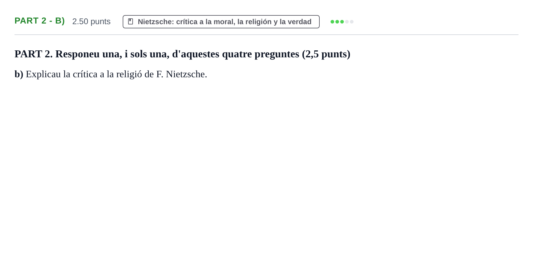Enunciado: Part 2 - b) · Historia de la Filosofía PAU Baleares Ordinaria 2022