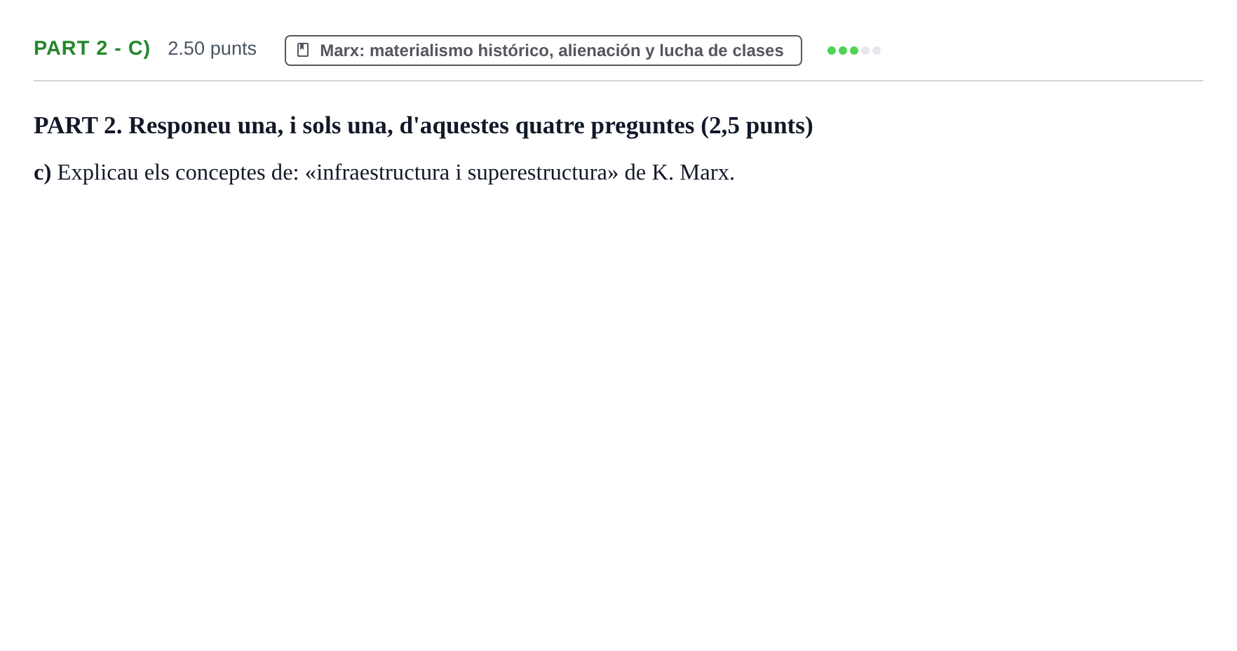 Enunciado: Part 2 - c) · Historia de la Filosofía PAU Baleares Ordinaria 2022