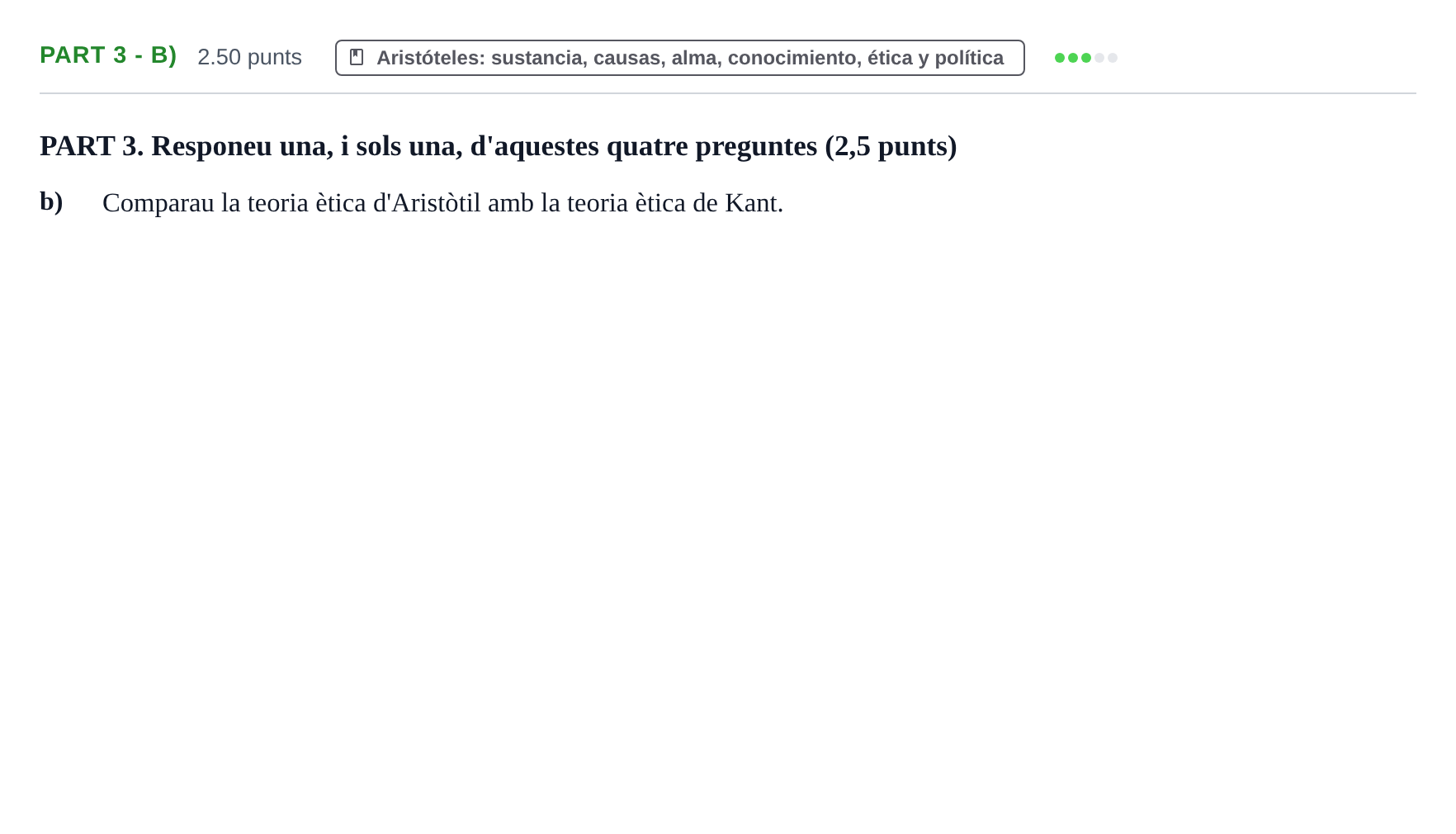 Enunciado: Part 3 - b) · Historia de la Filosofía PAU Baleares Ordinaria 2022