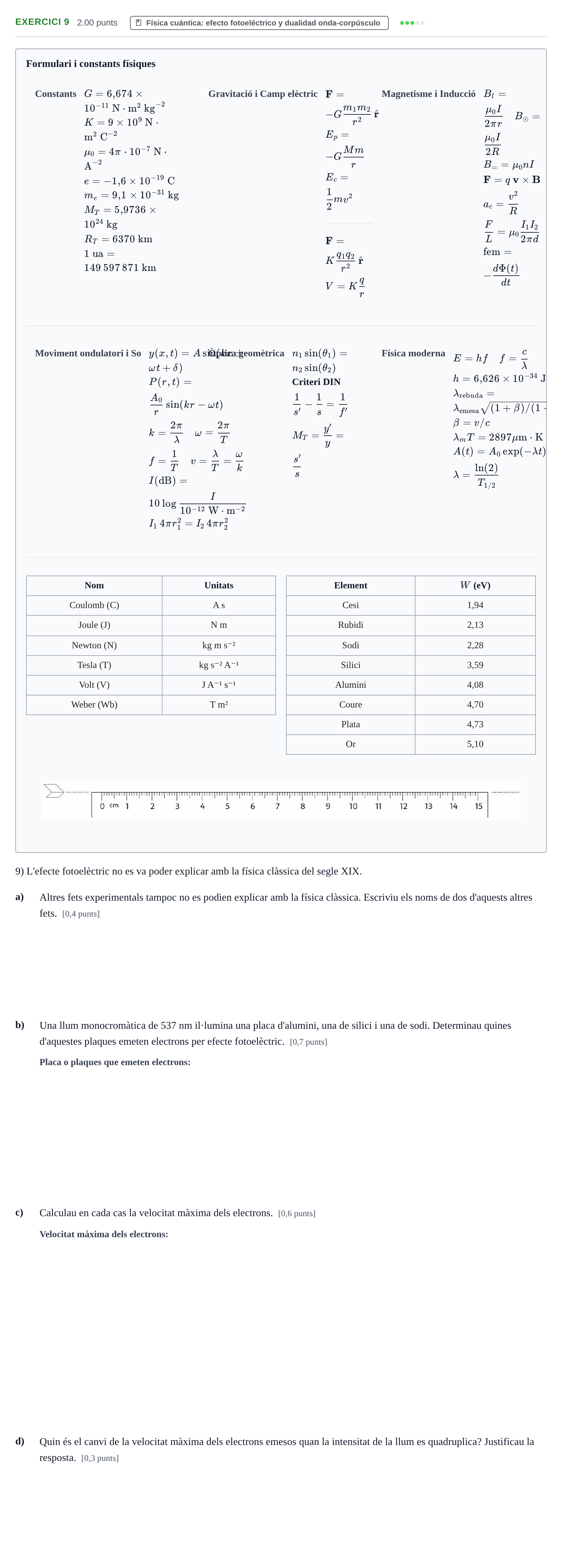 Enunciado: Problema 9 · Física PAU Baleares Ordinaria 2022