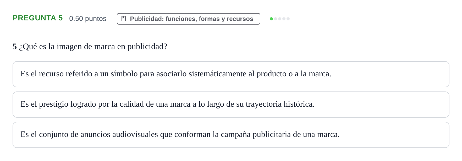 Enunciado: Pregunta 5 · Cultura Audiovisual II PAU La Rioja Extraordinaria 2023