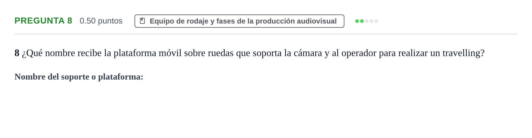 Enunciado: Pregunta 8 · Cultura Audiovisual II PAU La Rioja Extraordinaria 2023