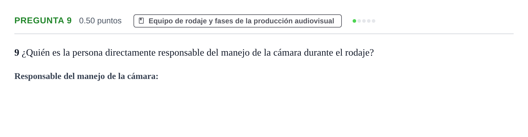 Enunciado: Pregunta 9 · Cultura Audiovisual II PAU La Rioja Extraordinaria 2023