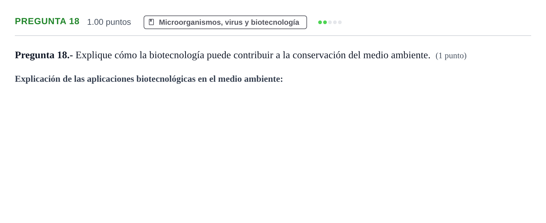 Enunciado: Pregunta 18 · Biología PAU La Rioja Extraordinaria 2023