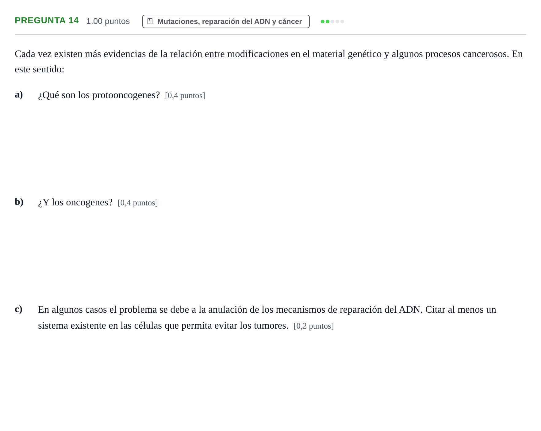 Enunciado: Pregunta 14 · Biología PAU La Rioja Ordinaria 2023