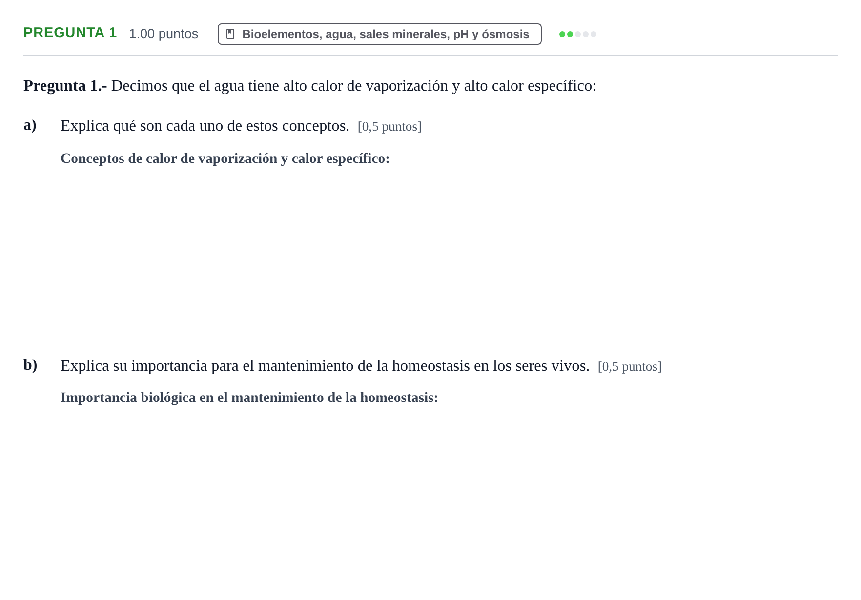 Enunciado: Pregunta 1 · Biología PAU La Rioja Ordinaria 2023
