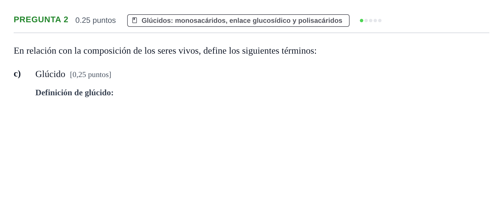 Enunciado: Pregunta 2 - Glúcidos · Biología PAU La Rioja Ordinaria 2023