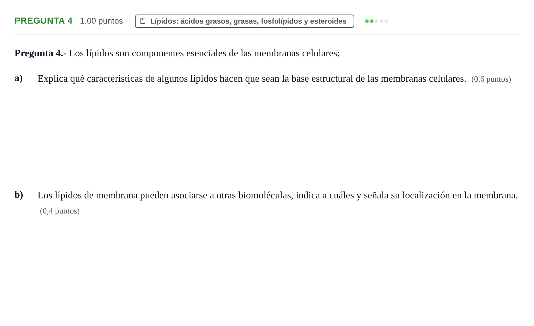 Enunciado: Pregunta 4 · Biología PAU La Rioja Ordinaria 2023