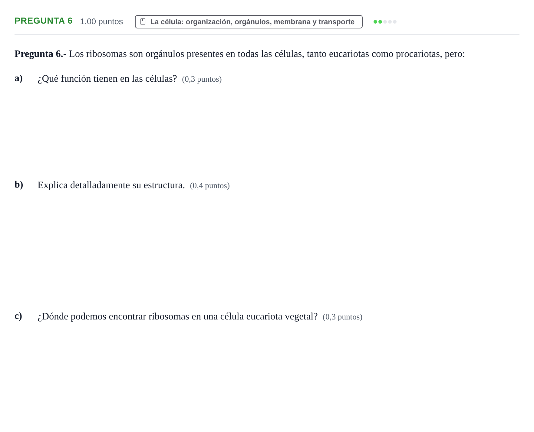 Enunciado: Pregunta 6 · Biología PAU La Rioja Ordinaria 2023