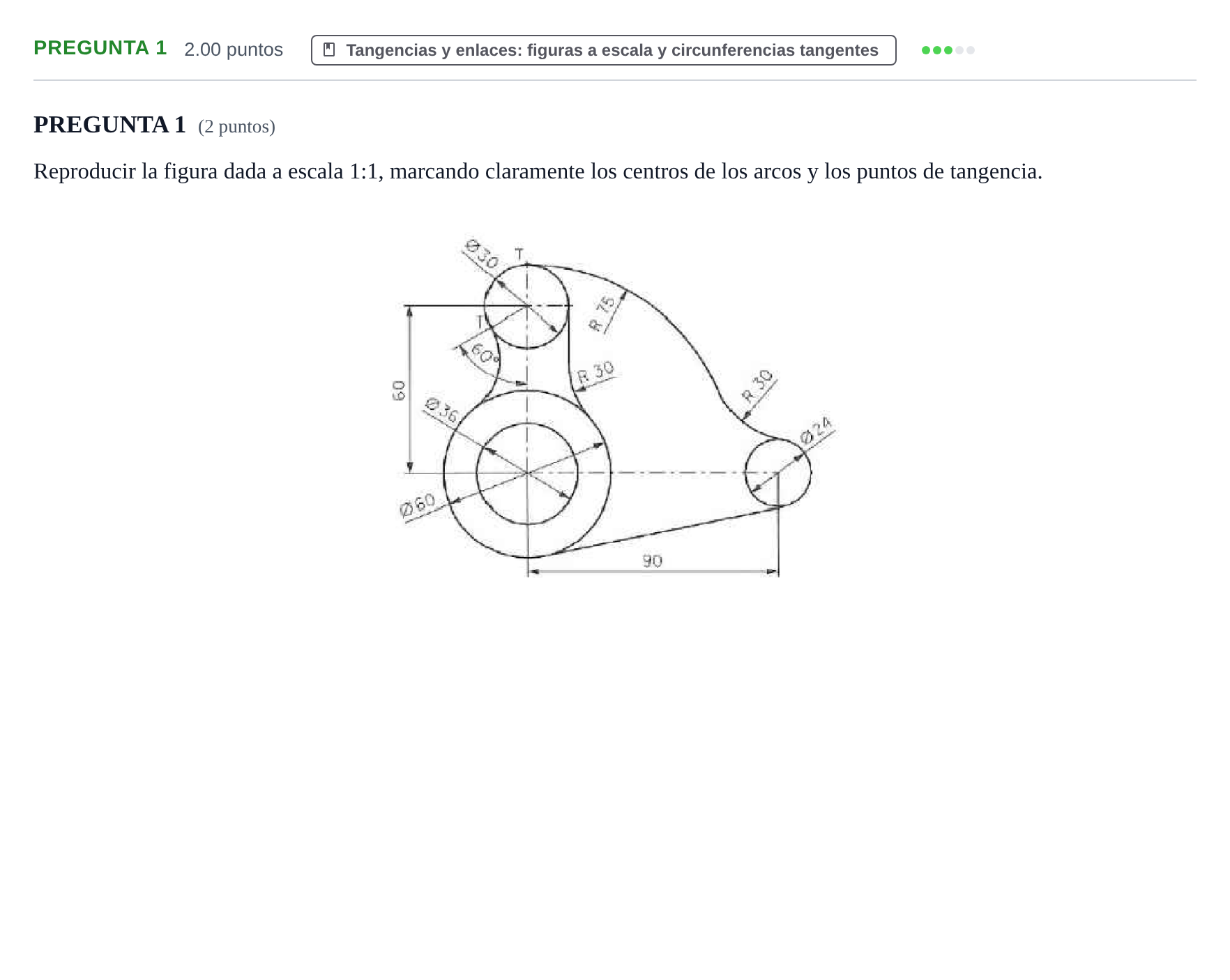 Enunciado: PREGUNTA 1 · Dibujo técnico II PAU La Rioja Extraordinaria 2023