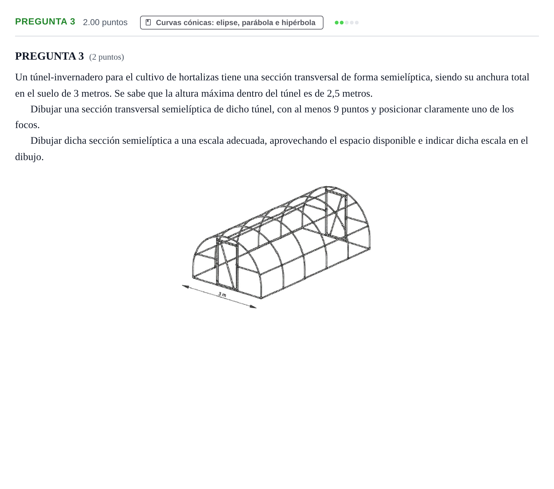 Enunciado: PREGUNTA 3 · Dibujo técnico II PAU La Rioja Ordinaria 2023