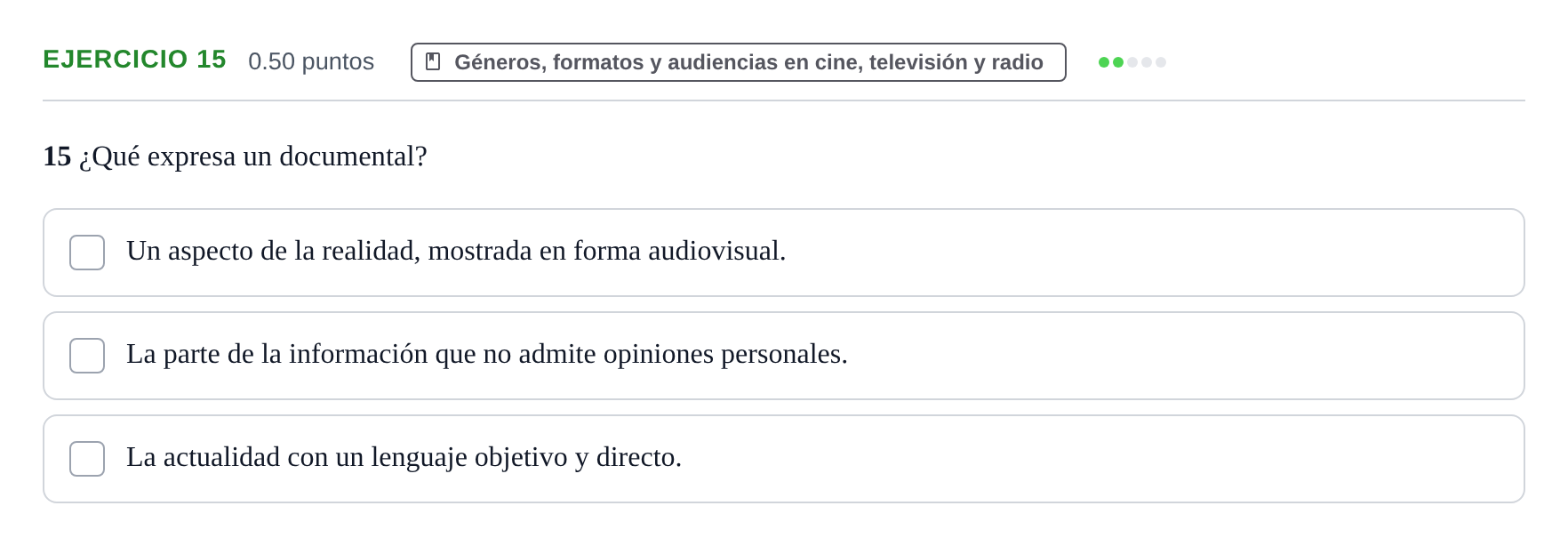 Enunciado: Problema 15 · Cultura Audiovisual II PAU La Rioja Ordinaria 2023