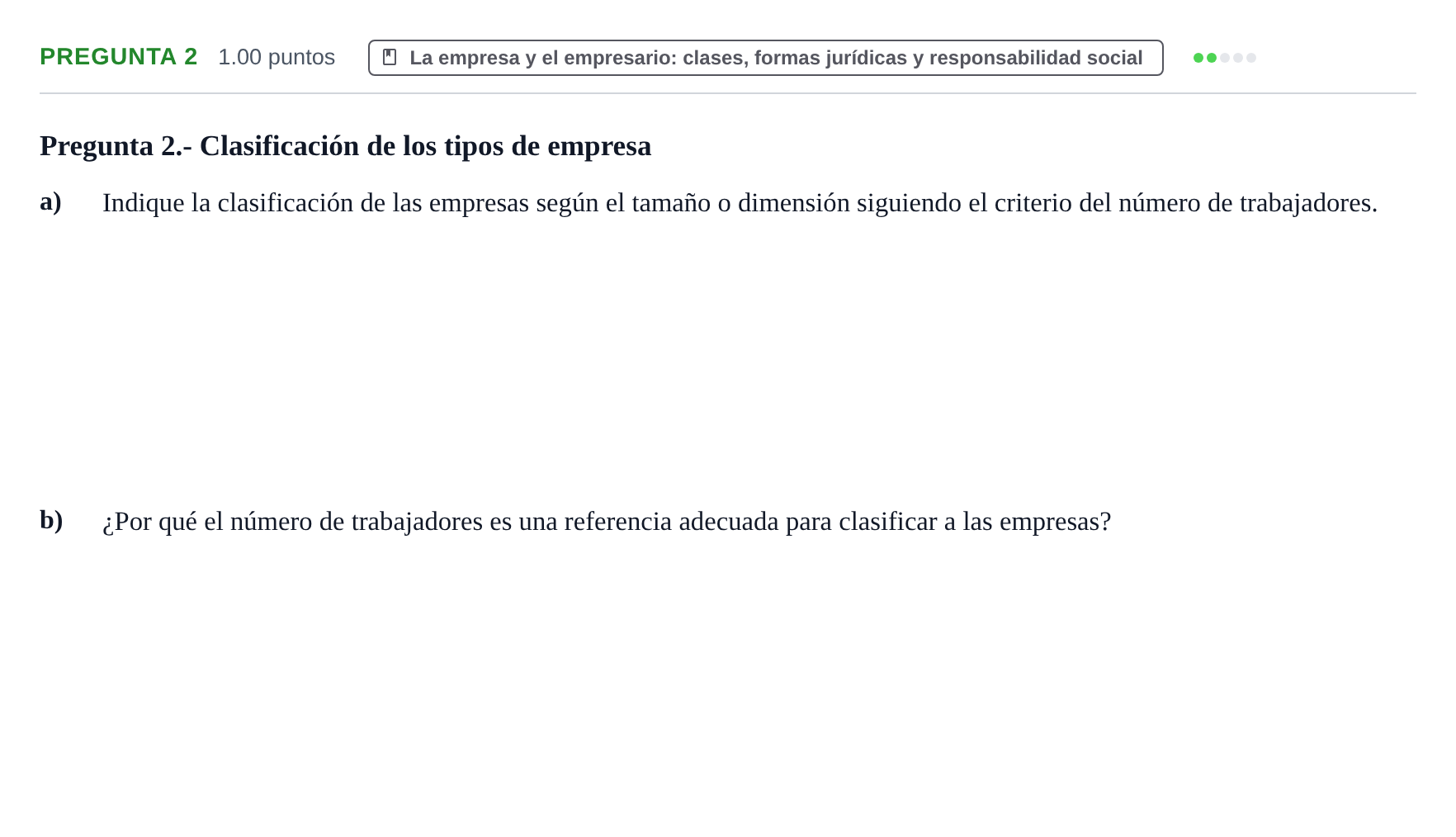 Enunciado: Pregunta 2 · Empresa y Diseño de Modelos de Negocio PAU La Rioja Extraordinaria 2023