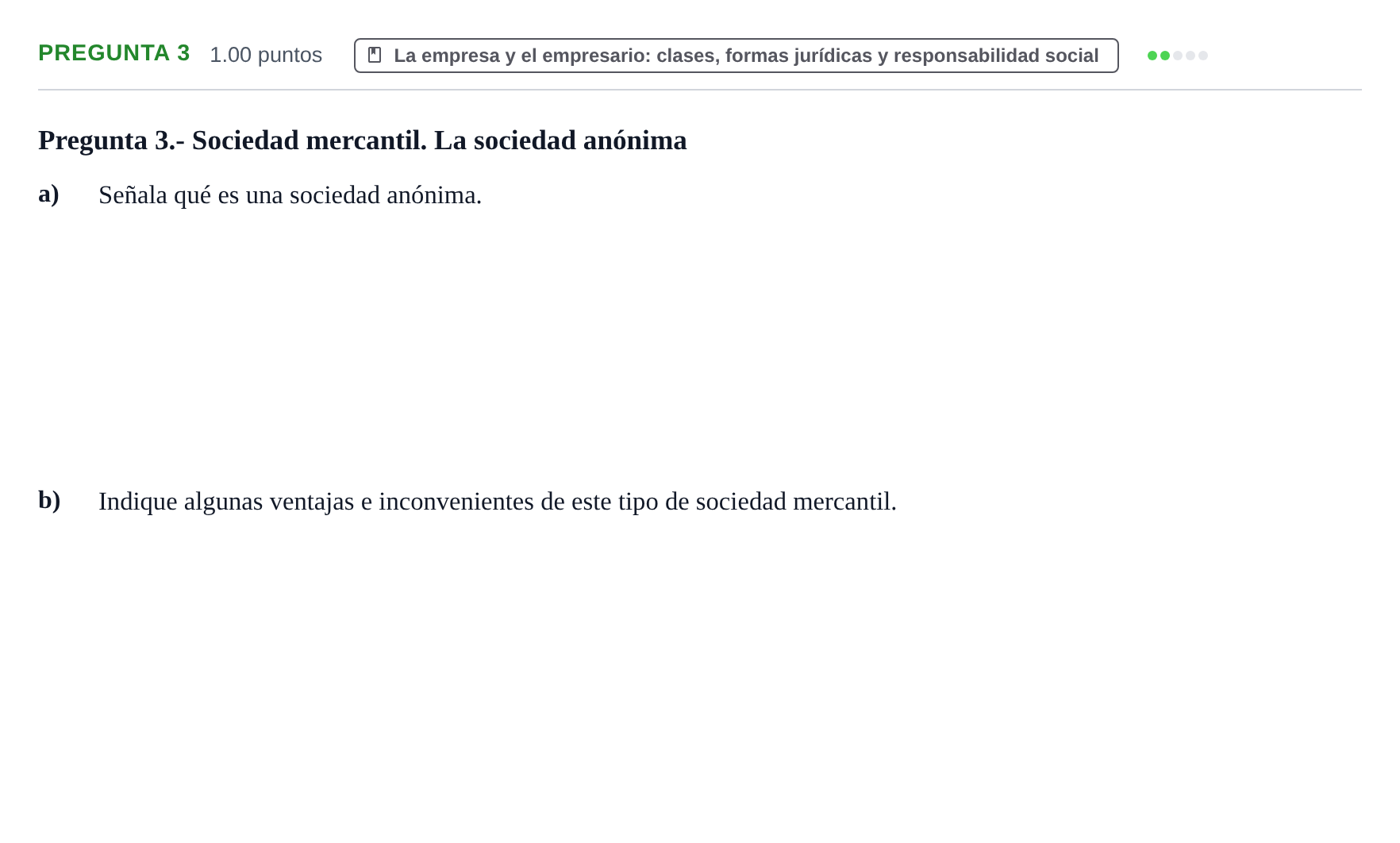 Enunciado: Pregunta 3 · Empresa y Diseño de Modelos de Negocio PAU La Rioja Extraordinaria 2023