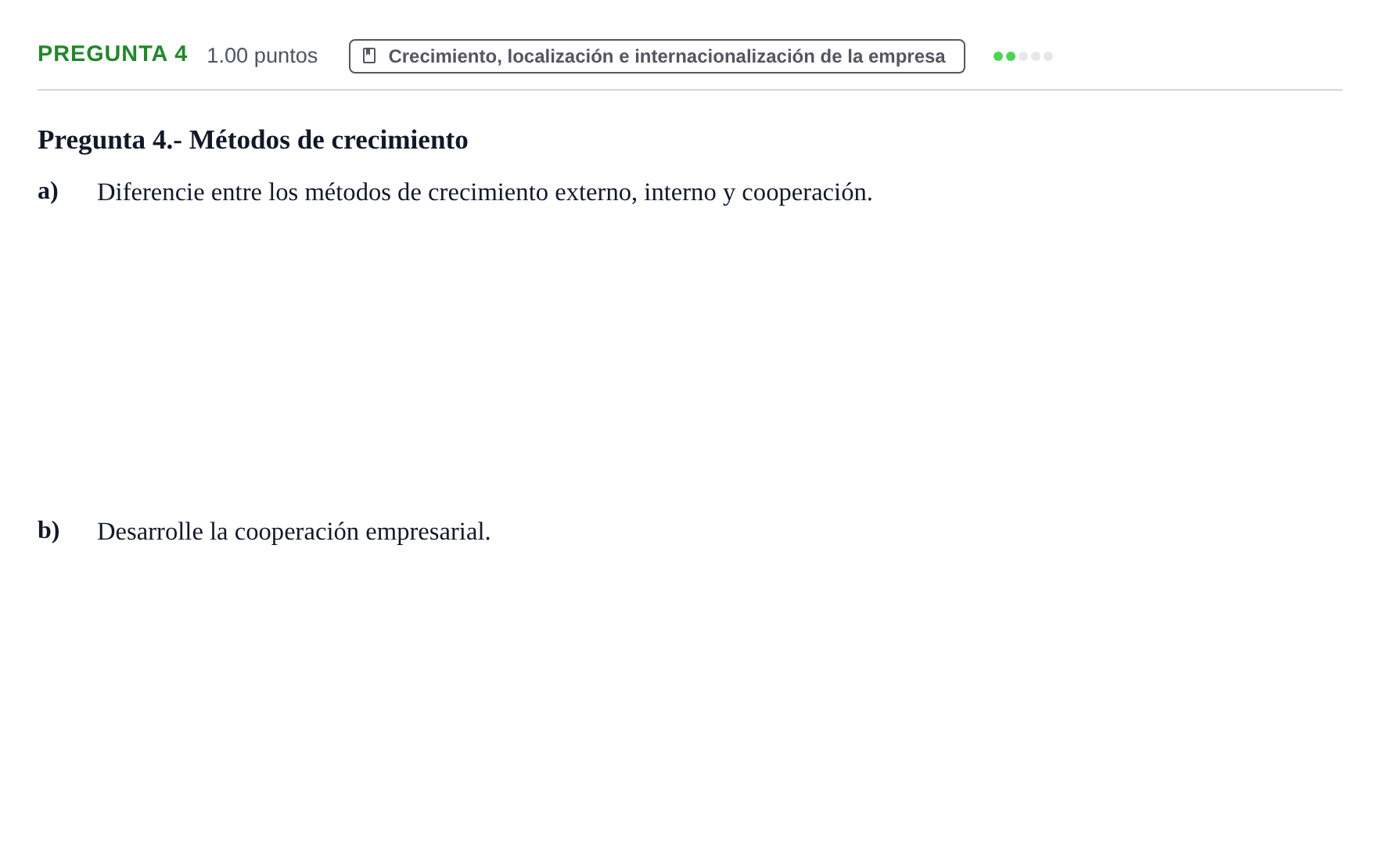 Enunciado: Pregunta 4 · Empresa y Diseño de Modelos de Negocio PAU La Rioja Extraordinaria 2023