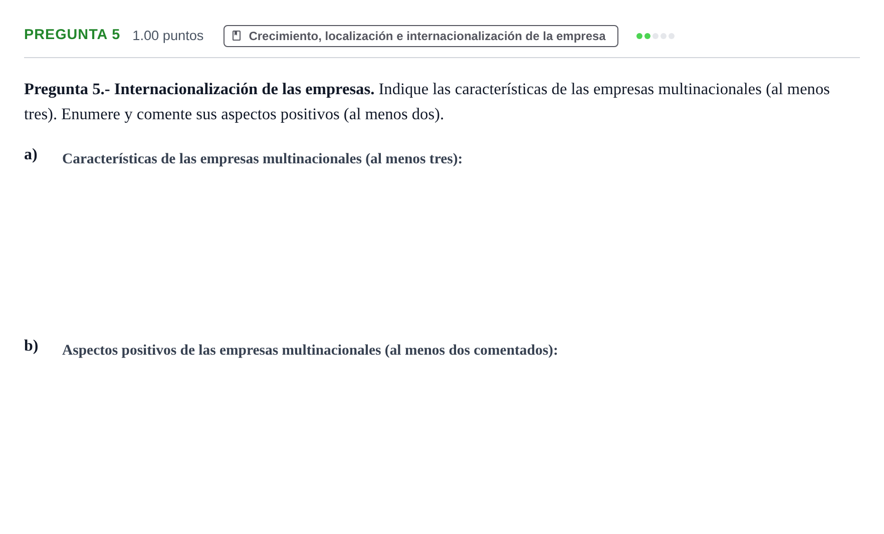 Enunciado: Pregunta 5 · Empresa y Diseño de Modelos de Negocio PAU La Rioja Extraordinaria 2023