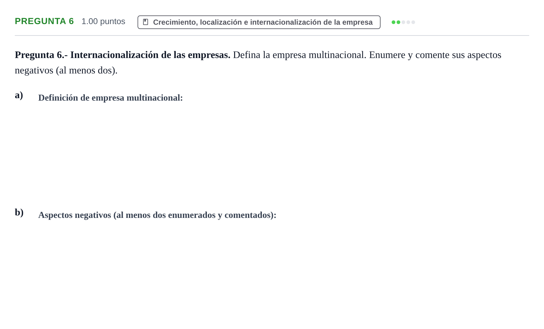 Enunciado: Pregunta 6 · Empresa y Diseño de Modelos de Negocio PAU La Rioja Extraordinaria 2023