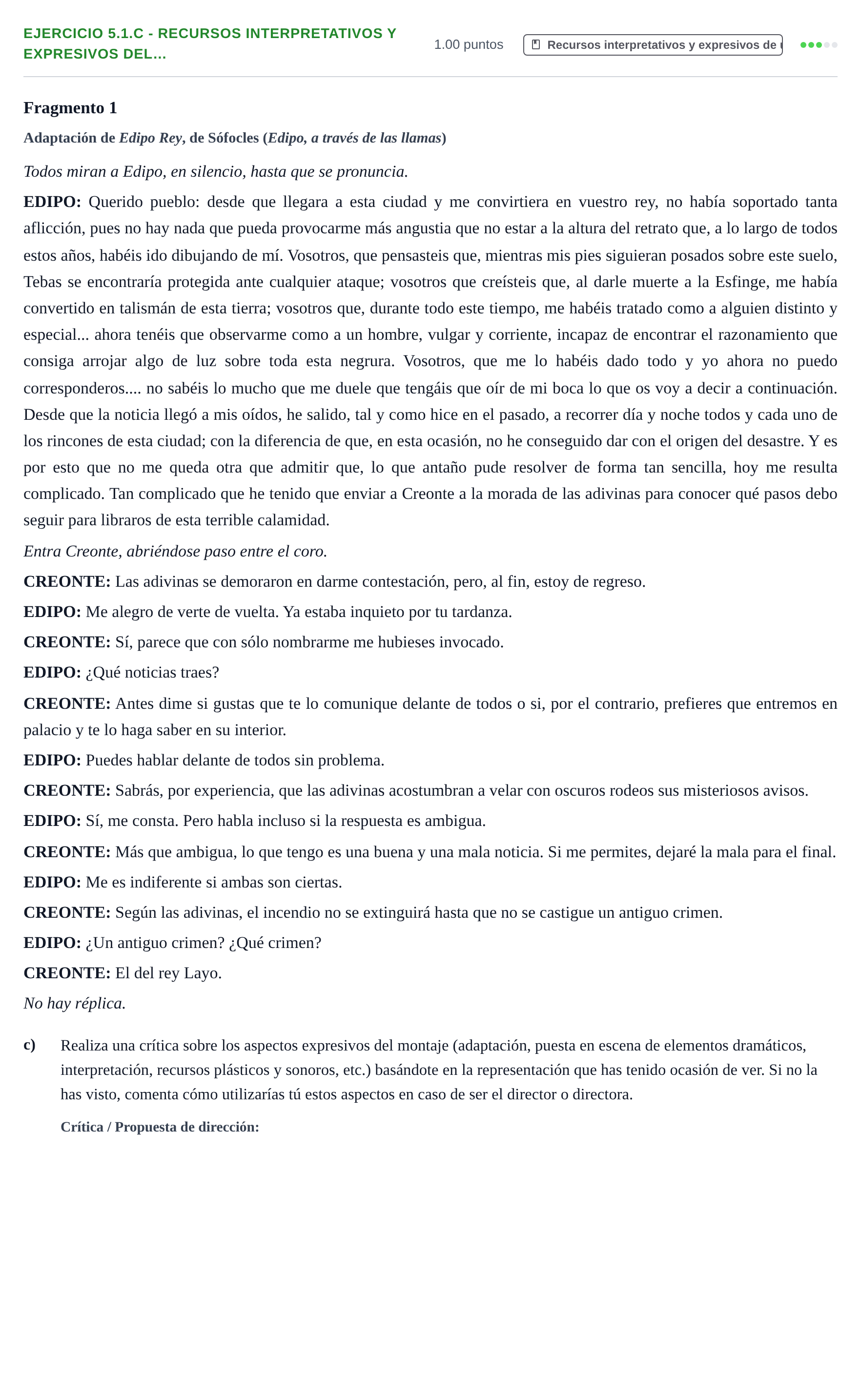 Enunciado: Ejercicio 5.1.c - Recursos interpretativos y expresivos del… · Artes Escénicas PAU La Rioja Extraordinaria 2023