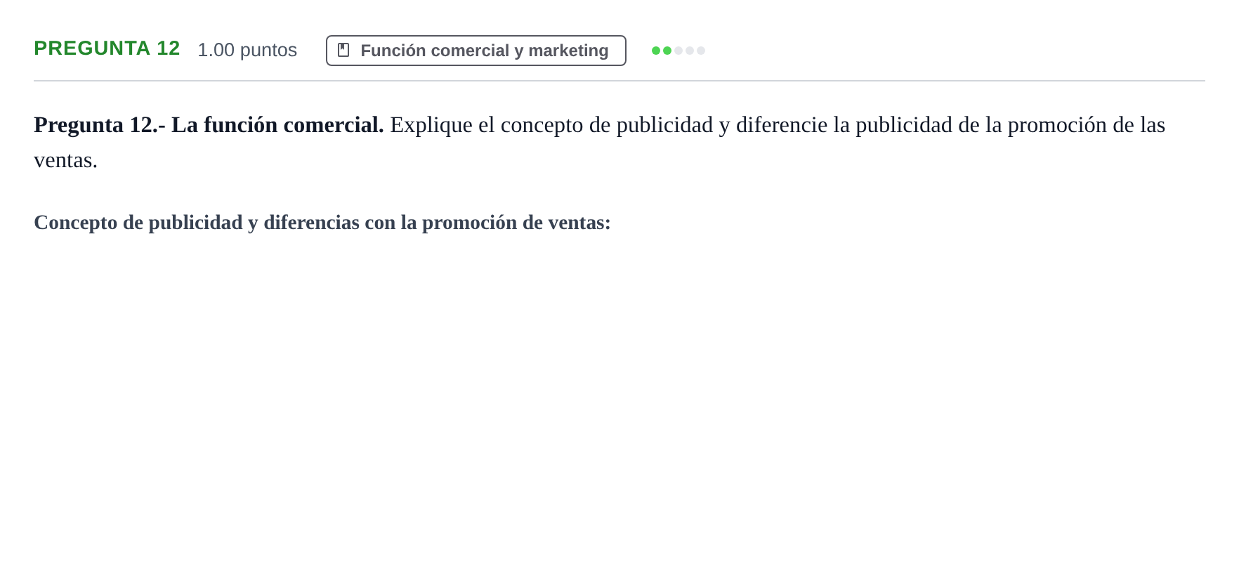 Enunciado: Pregunta 12 · Empresa y Diseño de Modelos de Negocio PAU La Rioja Ordinaria 2023