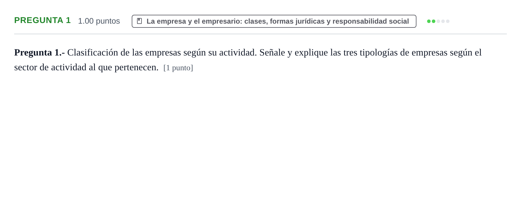 Enunciado: Pregunta 1 · Empresa y Diseño de Modelos de Negocio PAU La Rioja Ordinaria 2023