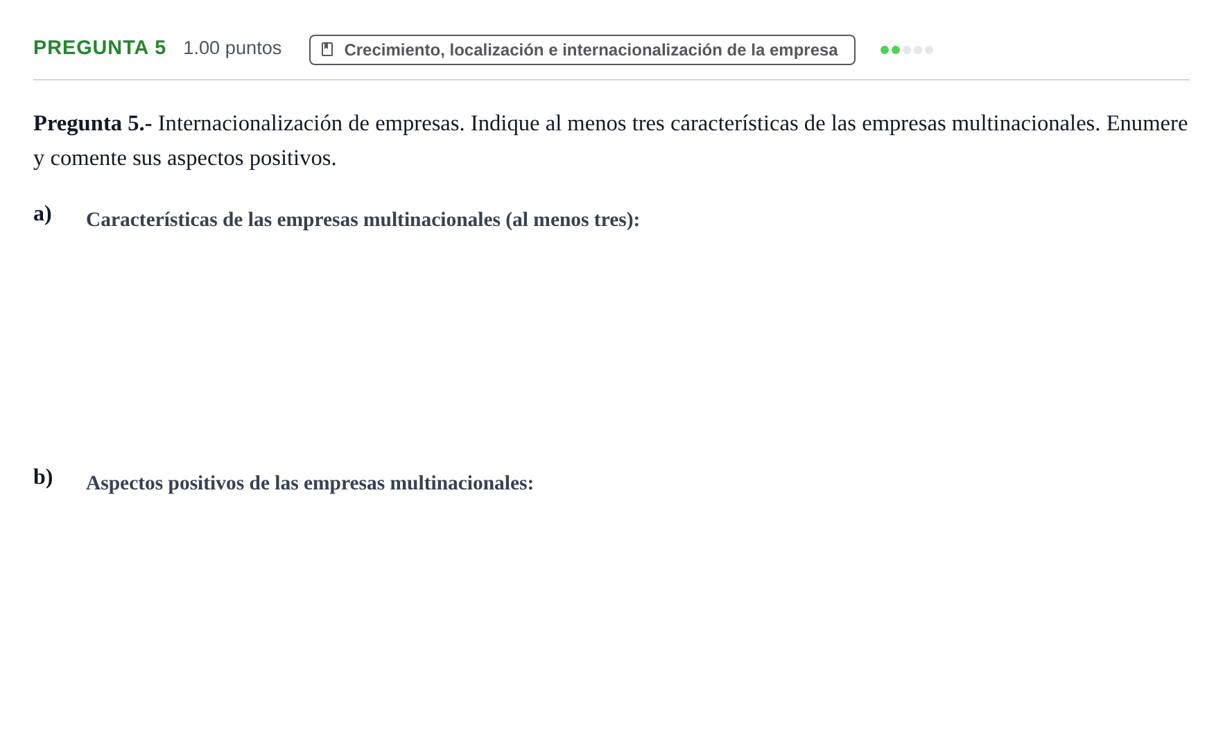 Enunciado: Pregunta 5 · Empresa y Diseño de Modelos de Negocio PAU La Rioja Ordinaria 2023