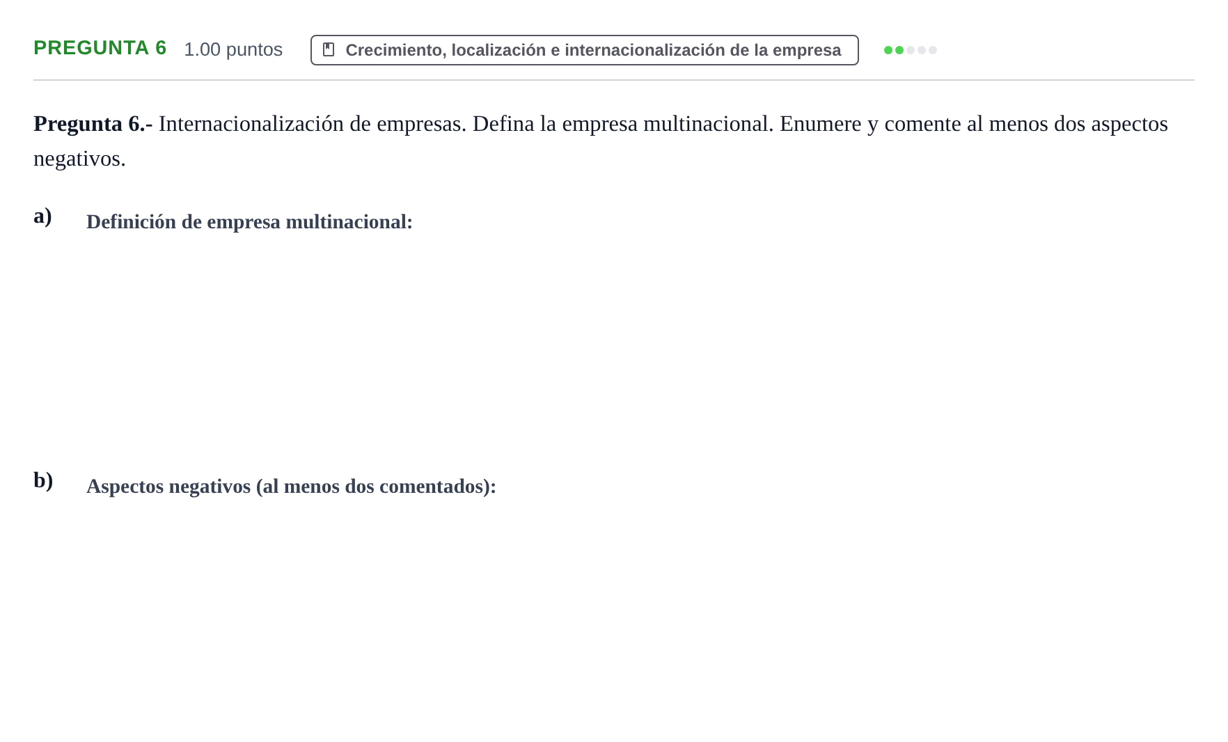 Enunciado: Pregunta 6 · Empresa y Diseño de Modelos de Negocio PAU La Rioja Ordinaria 2023