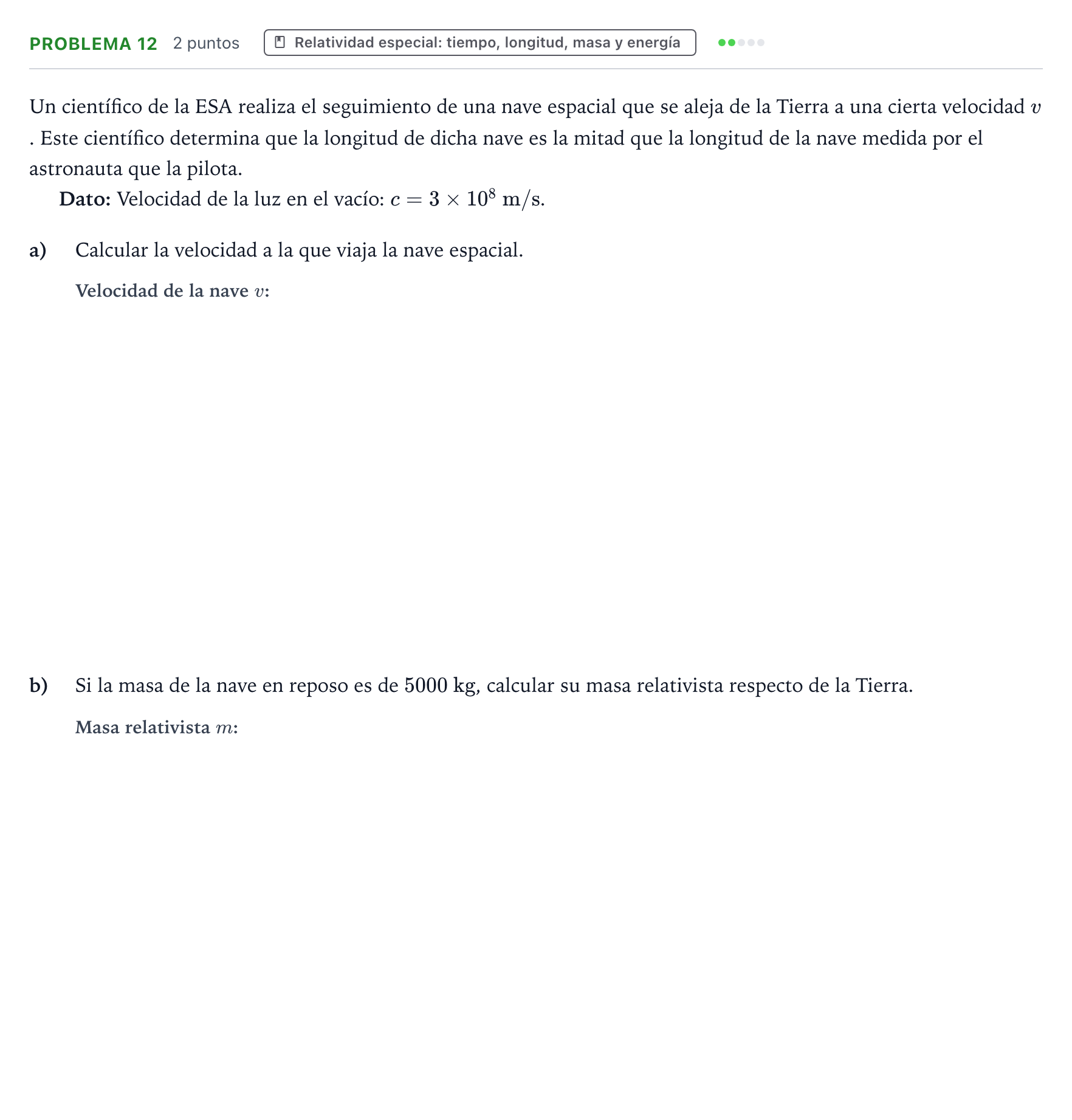 Enunciado: Problema 12 · Física PAU La Rioja Extraordinaria 2023