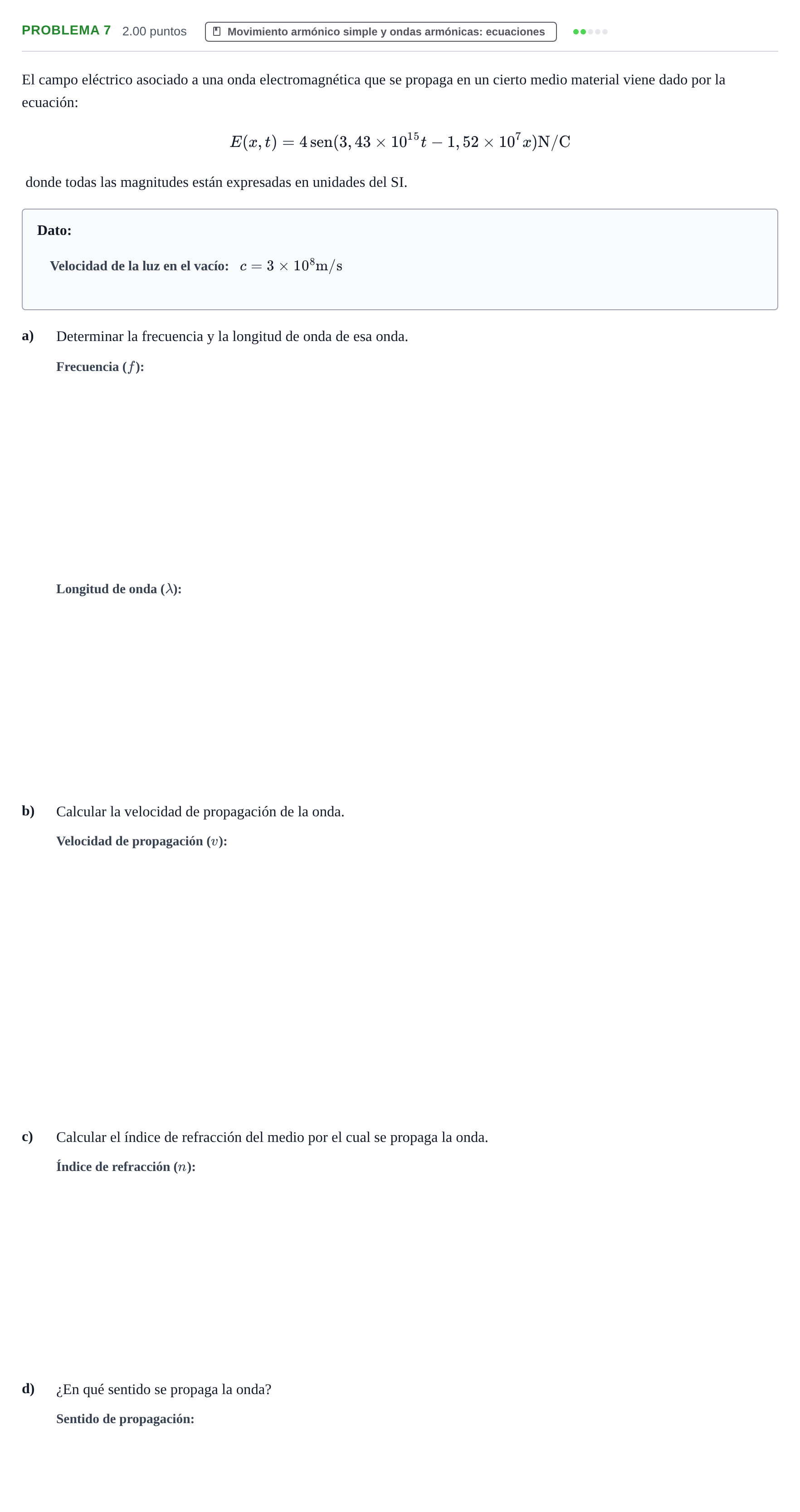 Enunciado: Problema 7 · Física PAU La Rioja Extraordinaria 2023