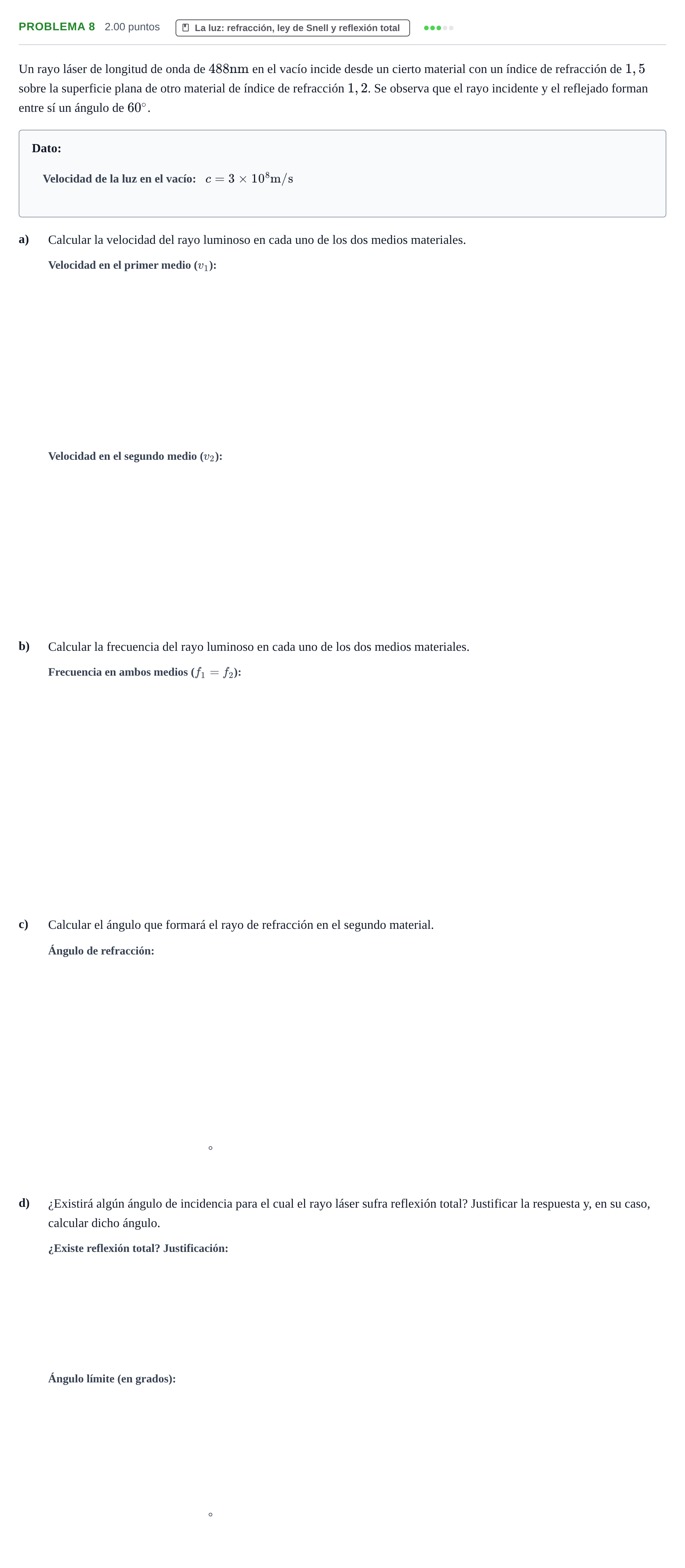 Enunciado: Problema 8 · Física PAU La Rioja Extraordinaria 2023