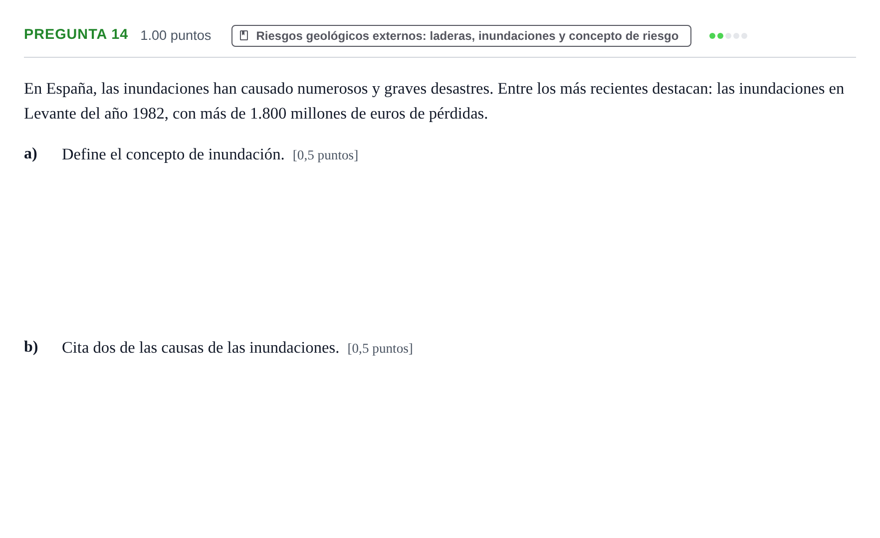 Enunciado: Pregunta 14 · Geología y Ciencias Ambientales PAU La Rioja Ordinaria 2023