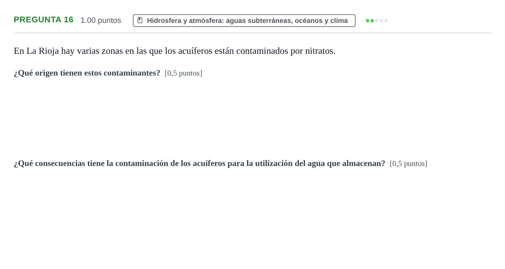 Enunciado: Pregunta 16 · Geología y Ciencias Ambientales PAU La Rioja Ordinaria 2023