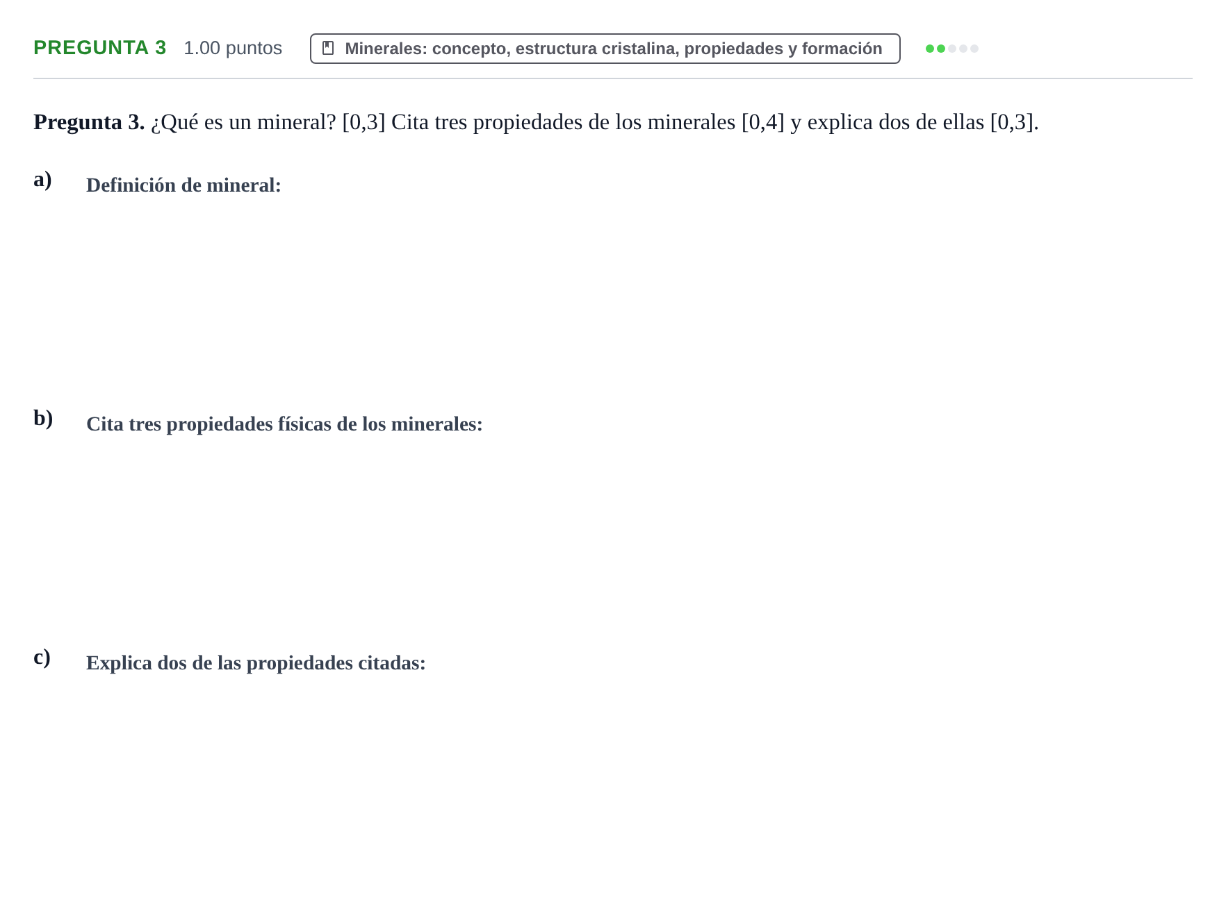 Enunciado: Pregunta 3 · Geología y Ciencias Ambientales PAU La Rioja Ordinaria 2023