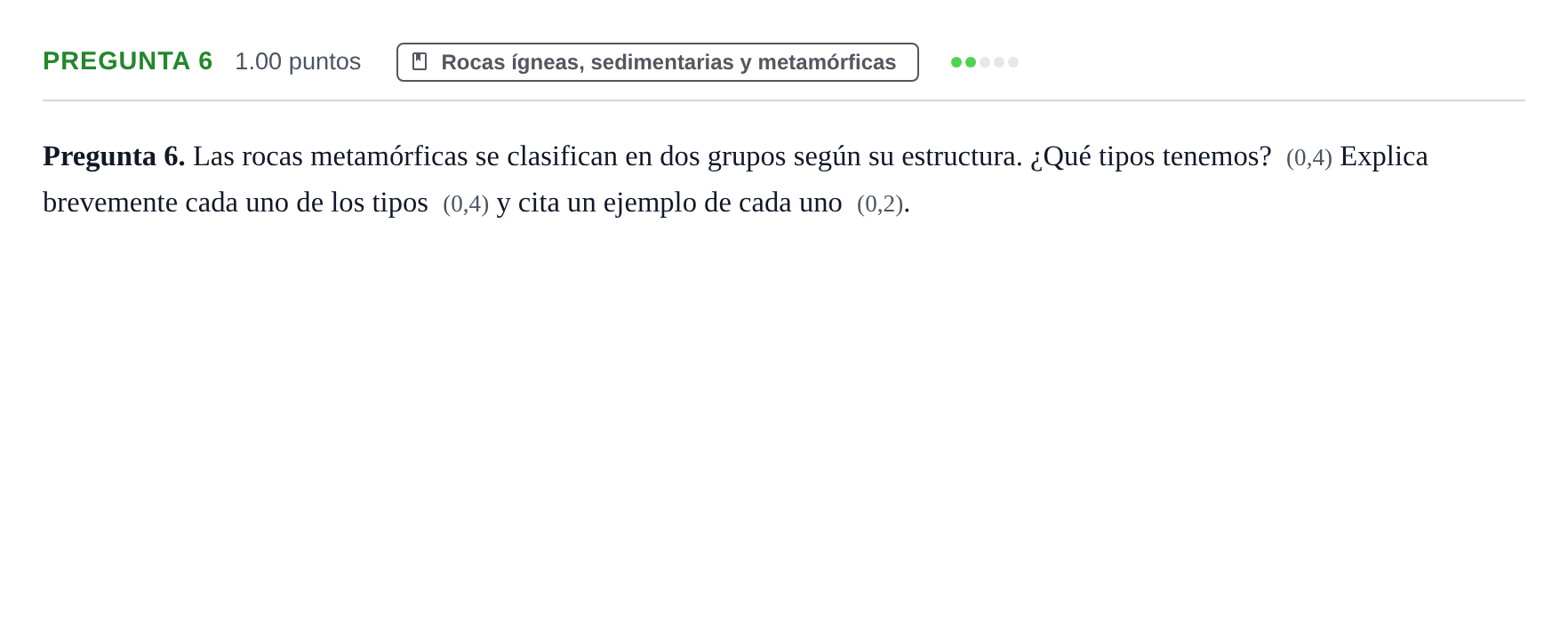 Enunciado: Pregunta 6 · Geología y Ciencias Ambientales PAU La Rioja Ordinaria 2023